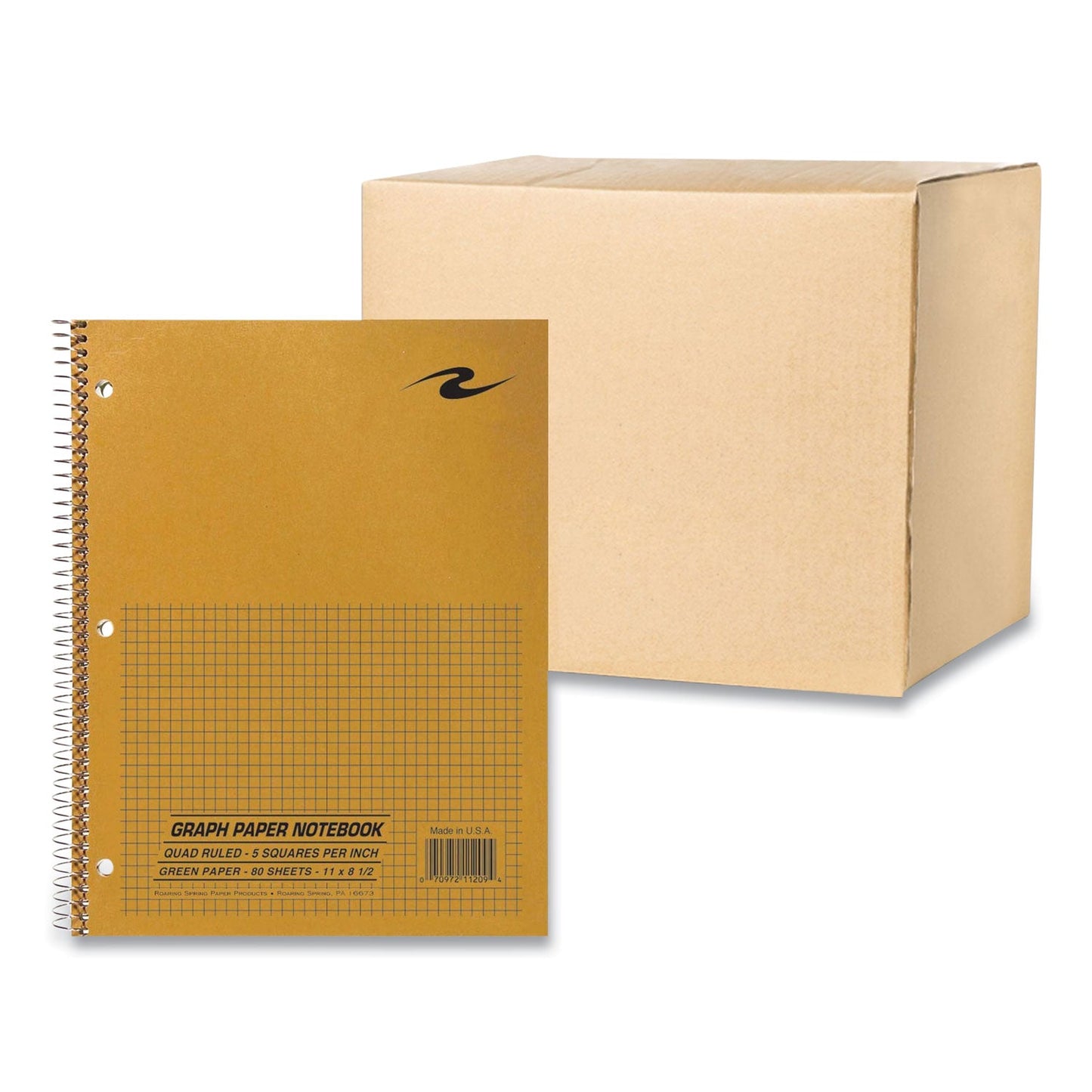 Roaring Spring® Lab and Science Wirebound Notebook, Quadrille Rule (5 sq/in), Brown Cover, (80) 8.5 x 11 Sheets, 24/CT (ROA11209CS)