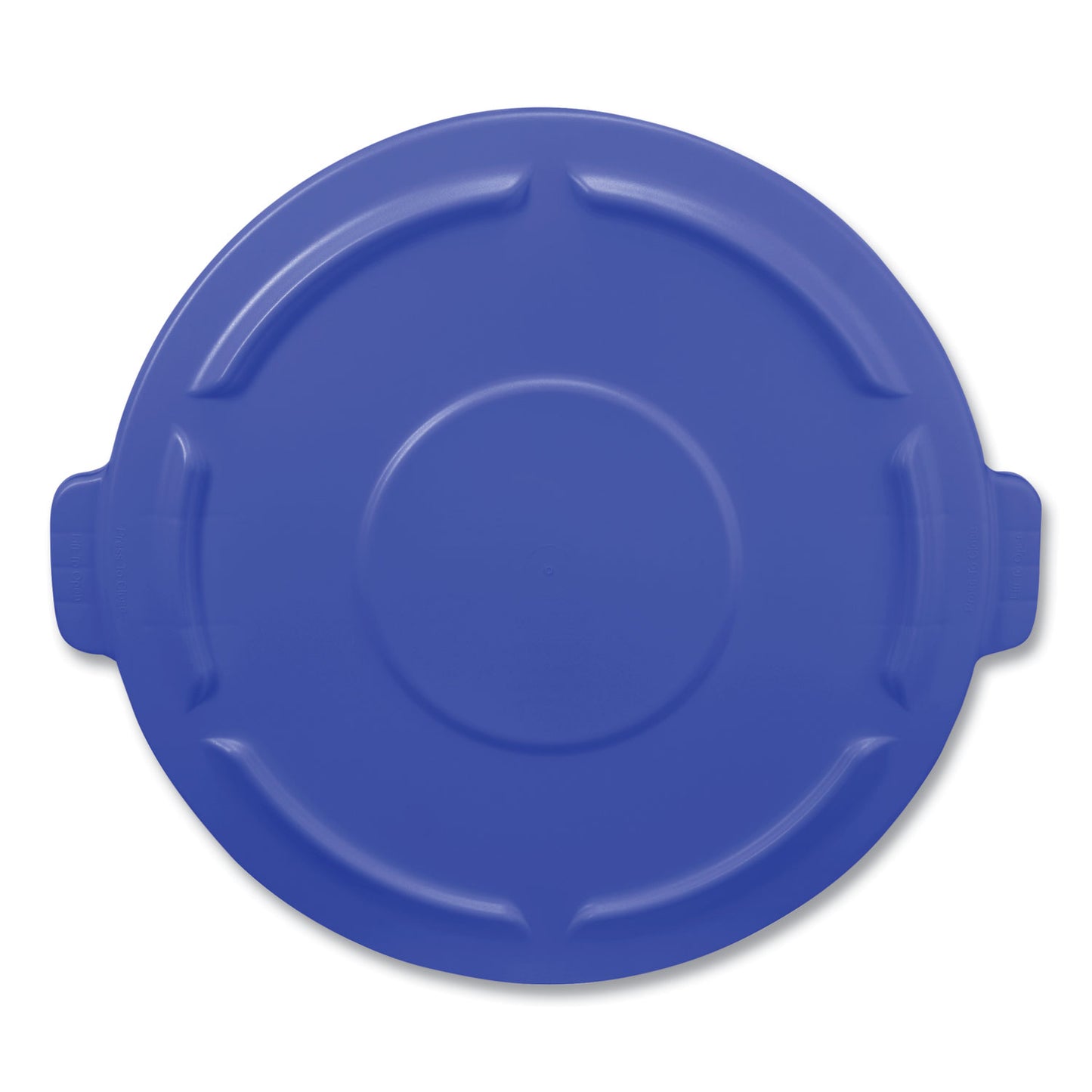 Rubbermaid® Commercial BRUTE Self-Draining Flat Top Lids, for 44-gal Round Brute Container, 24.5 dia, Blue, 4/Carton (RCP1779636CT1)