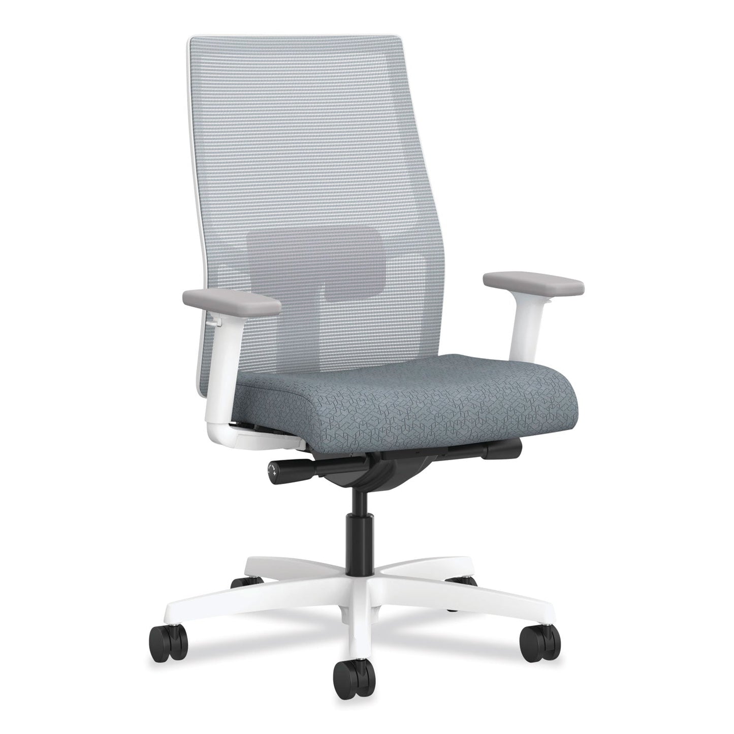 HON® Ignition 2.0 4-Way Stretch Mid-Back Task Chair, Supports 300 lb, 17" to 21" Seat Ht, Basalt/Fog/White (HONI2M2AFA25RDW)