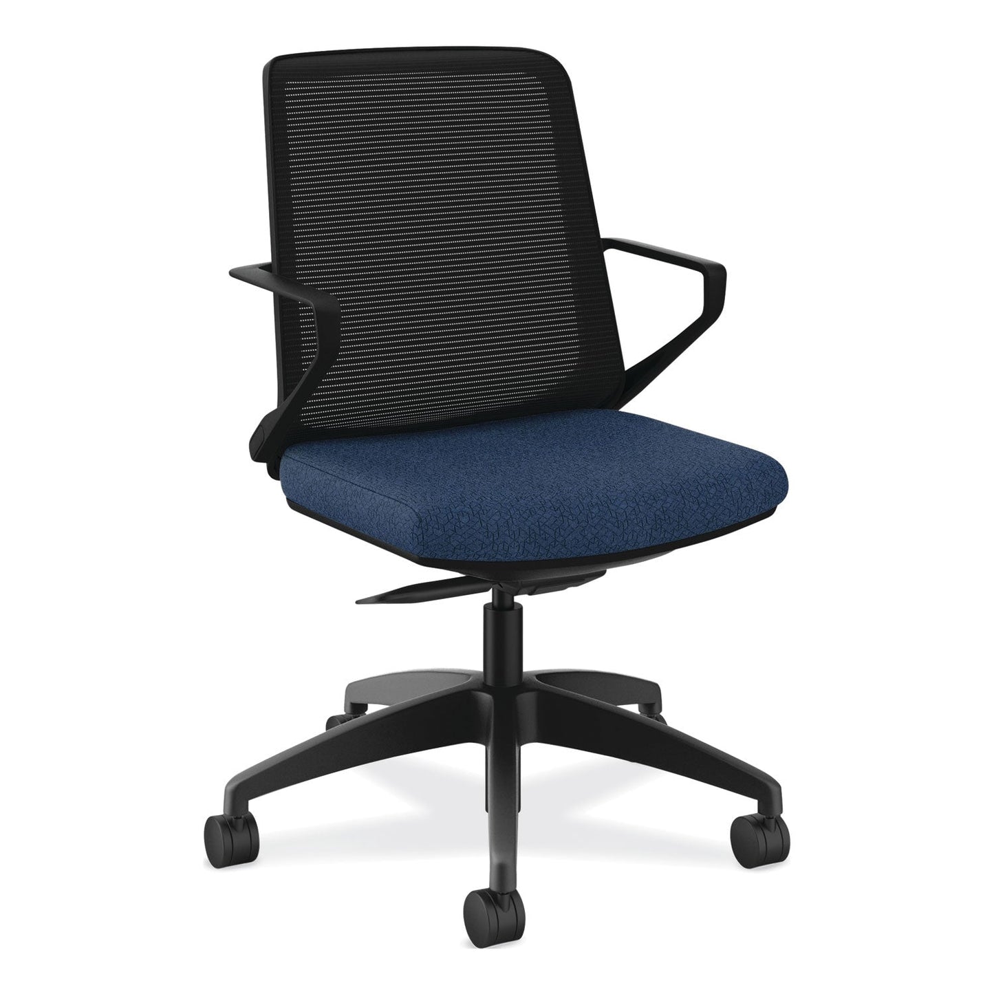 HON® Cliq Office Chair, Supports Up to 300 lb, 17" to 22" Seat Height, Navy Seat, Black Back/Base (HONCLQIMAPX13T)