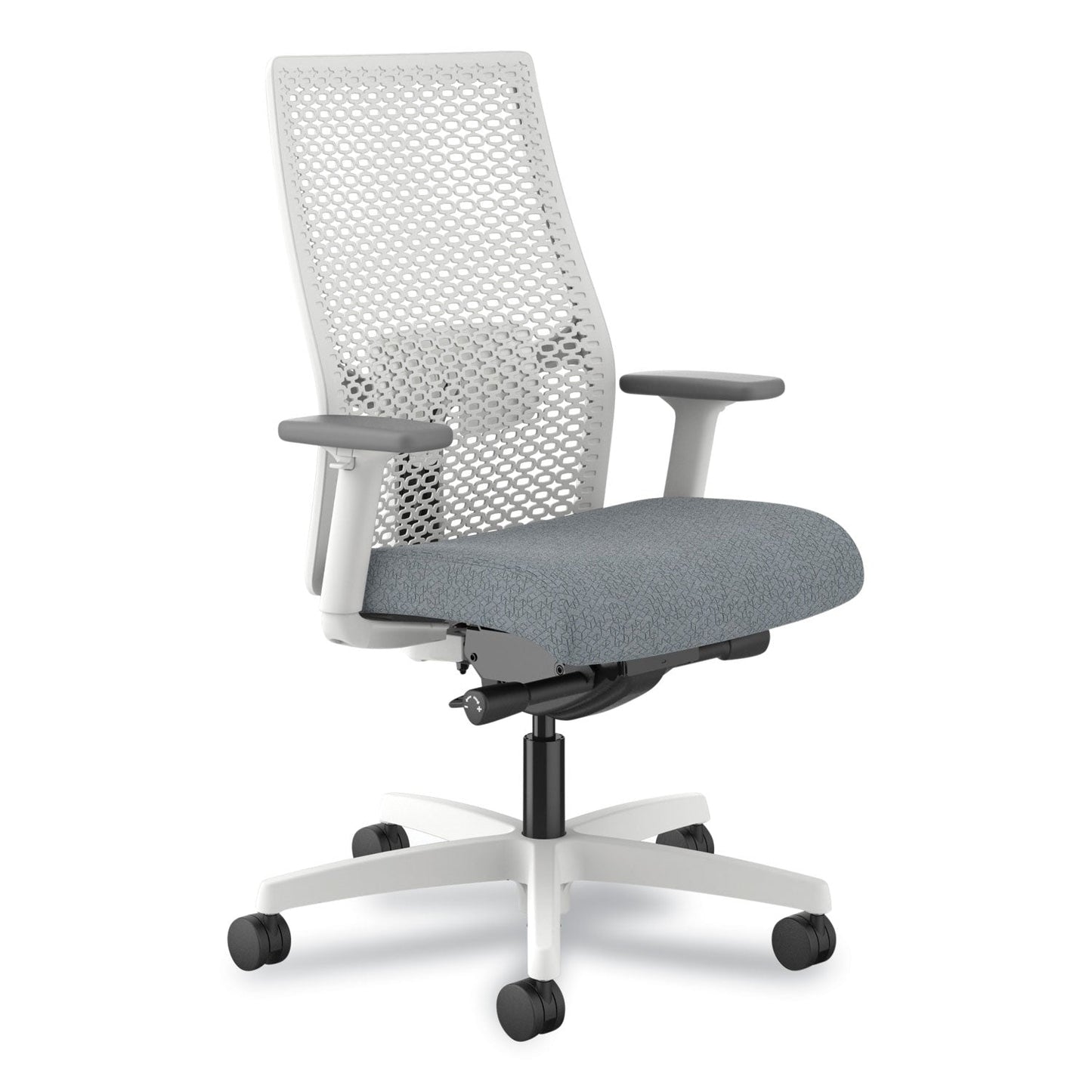 HON® Ignition 2.0 Reactiv Mid-Back Task Chair, 17.25" to 21.75" Seat Height, Basalt Fabric Seat, White Back (HONI2MR2ARA25DX)