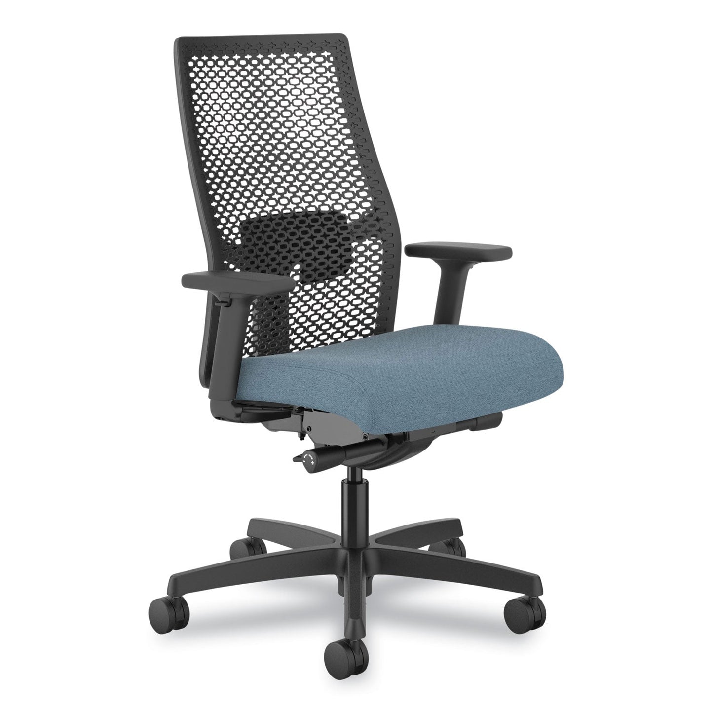 HON® Ignition 2.0 Reactiv Mid-Back Task Chair, 17.25" to 21.75" Seat Height, Blue Fabric Seat, Black Back (HONI2MR2ASH21NT)