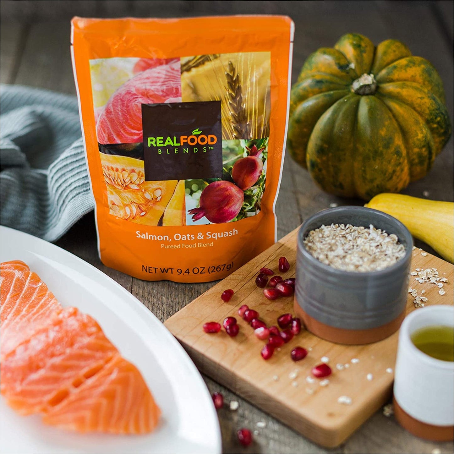 Real Food Blends® Tube Feeding Formula Salmon / Oats / Squash Flavor Liquid 9.4 oz. Pouch (979851_CS)