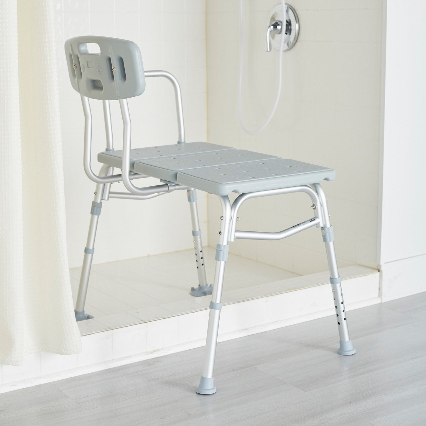 McKesson Knocked Down Bath Transfer Bench Removable Arm Rail 17-1/2 to 22-1/2 Inch Seat Height 400 lbs. Weight Capacity (1088139_CS)
