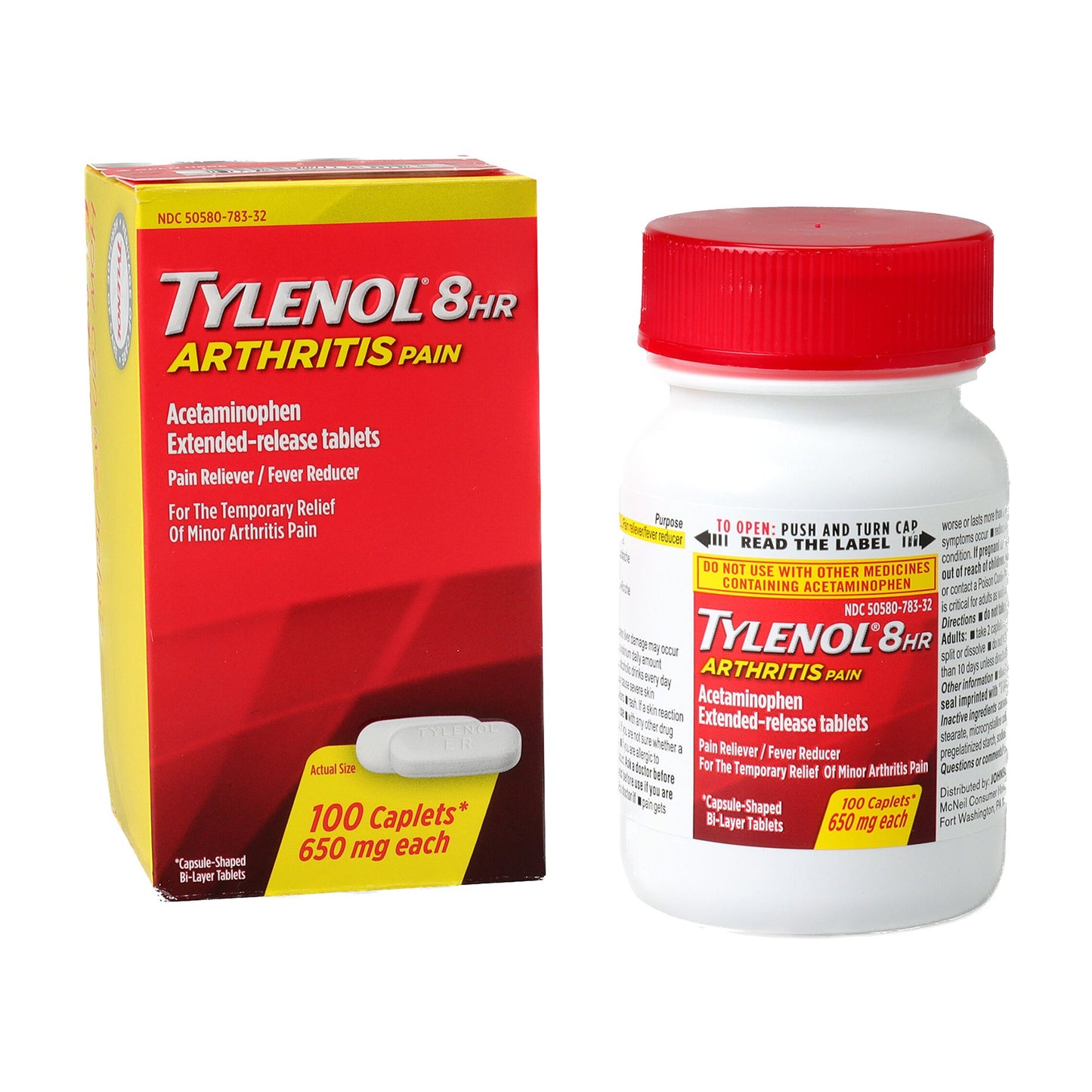 Tylenol® Arthritis Pain Relief 650 mg Strength Acetaminophen Caplet 100 per Bottle (1189607_BT)