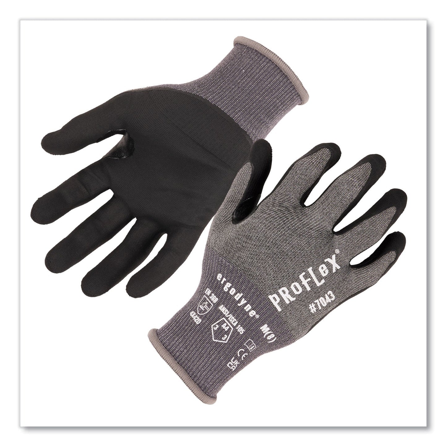 Ergodyne ProFlex 7043 ANSI A4 Nitrile Coated CR Gloves, Gray, Large, 12 Pairs (EGO10514)