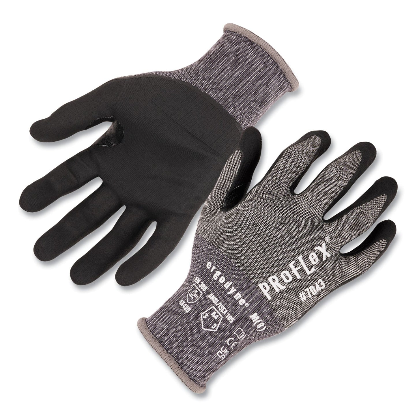 Ergodyne ProFlex 7043 ANSI A4 Nitrile Coated CR Gloves, Gray, 2X-Large, 12 Pairs (EGO10516)