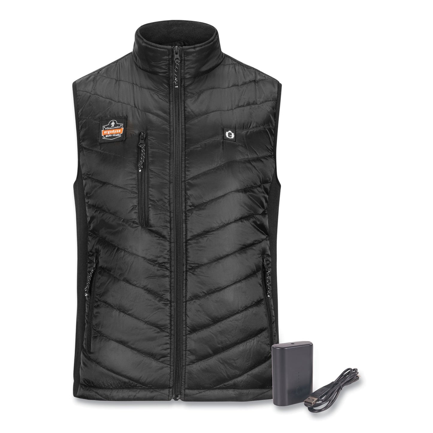 Ergodyne® N-Ferno 6495 Rechargeable Heated Vest with Batter Power Bank, Fleece/Polyester, Medium, Black (EGO41702)