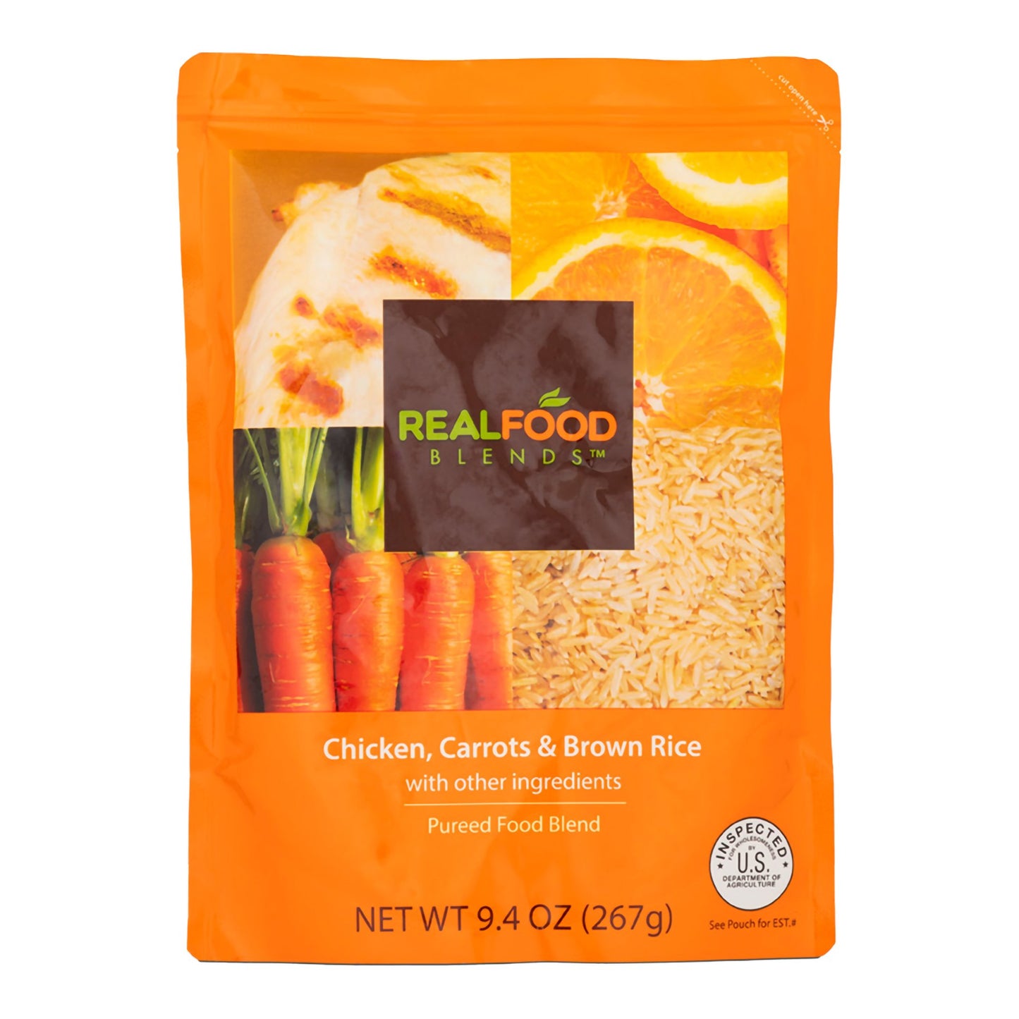 Real Food Blends® Tube Feeding Formula Chicken / Carrots / Brown Rice Flavor Liquid 9.4 oz. Pouch (979850_CS)