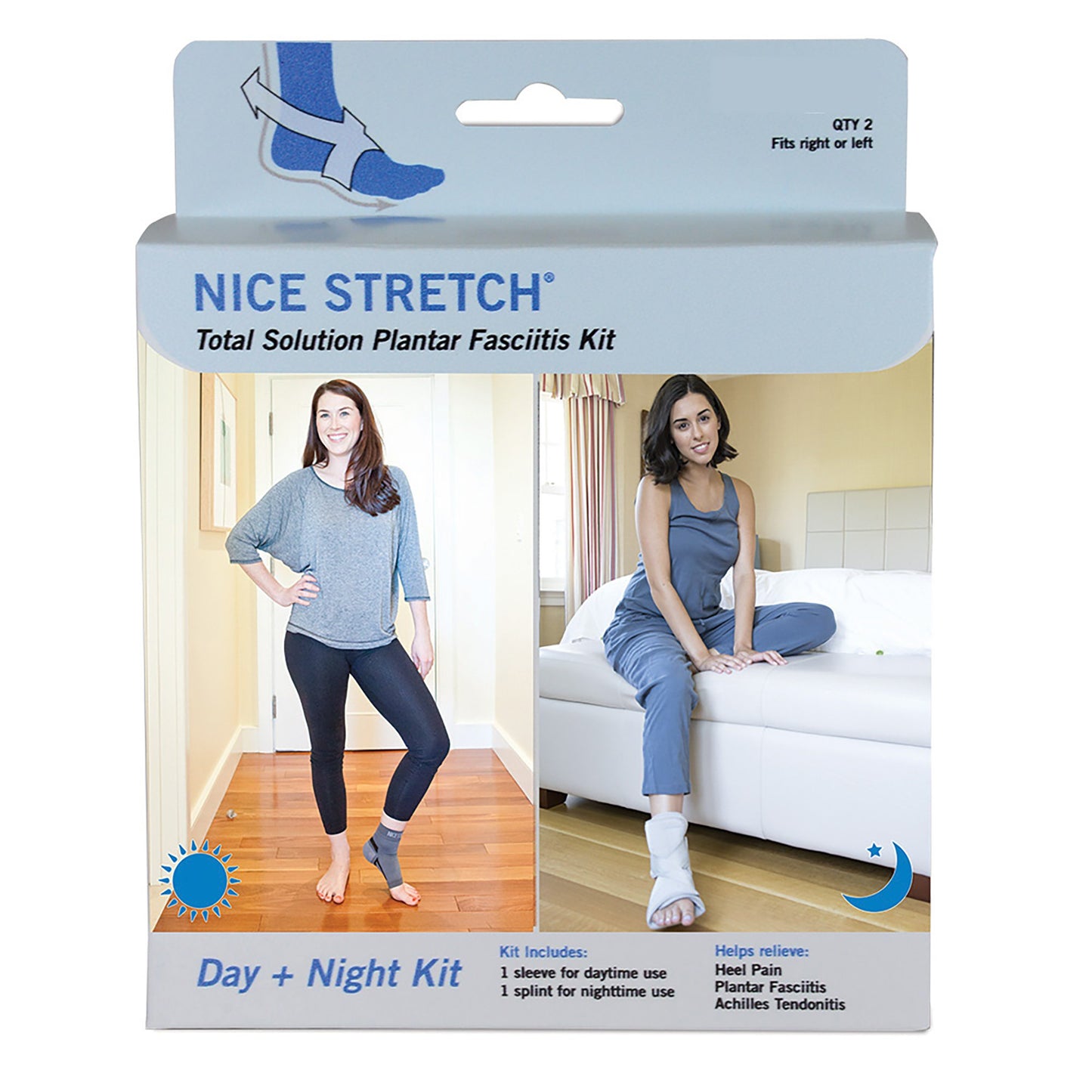 Nice Stretch® Total Solution Plantar Fasciitis Relief Kit Plantar Fasciitis Support Kit Small / Medium Hook and Loop Closure / Pull-On Sleeve: Male 5 and Under / Female 6 and Under Splint: One Size Fits Most Left or Right Foot (1234362_EA)
