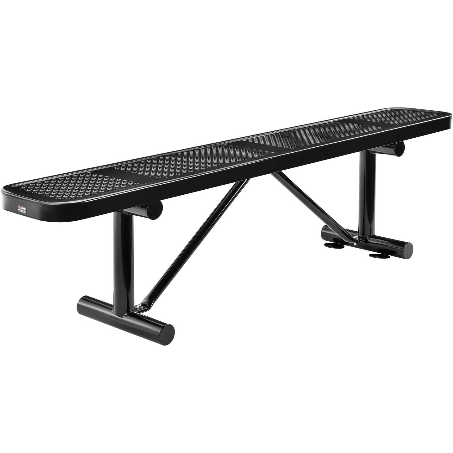 Global Industrial 6' Outdoor Steel Flat Bench, Perforated Metal, Black (WB262075BK)