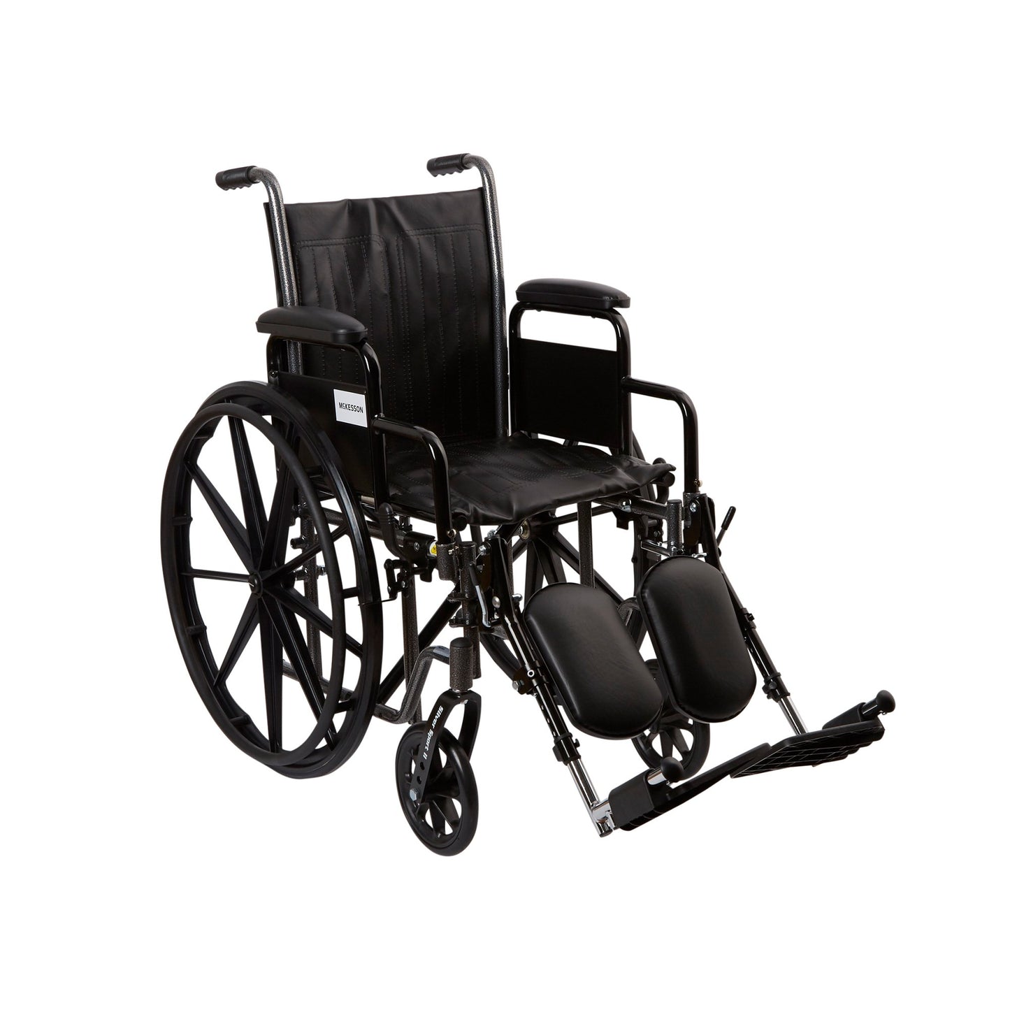 McKesson Wheelchair Dual Axle Desk Length Arm Swing-Away Elevating Legrest Black Upholstery 16 Inch Seat Width Adult 250 lbs. Weight Capacity (1065273_EA)
