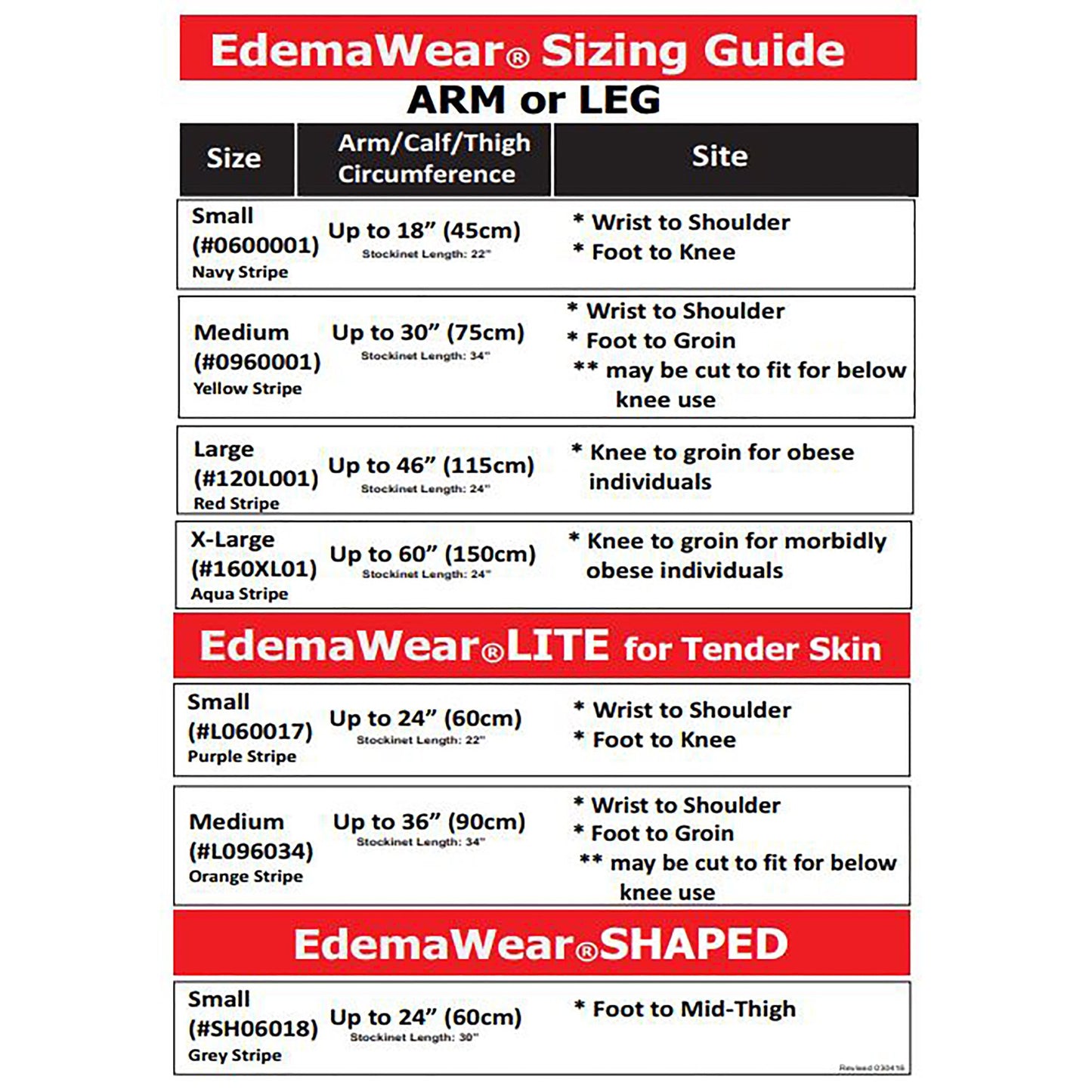 EdemaWear® Compression Stockinette Medium White Wrist to Shoulder / Foot to Groin (846762_EA)