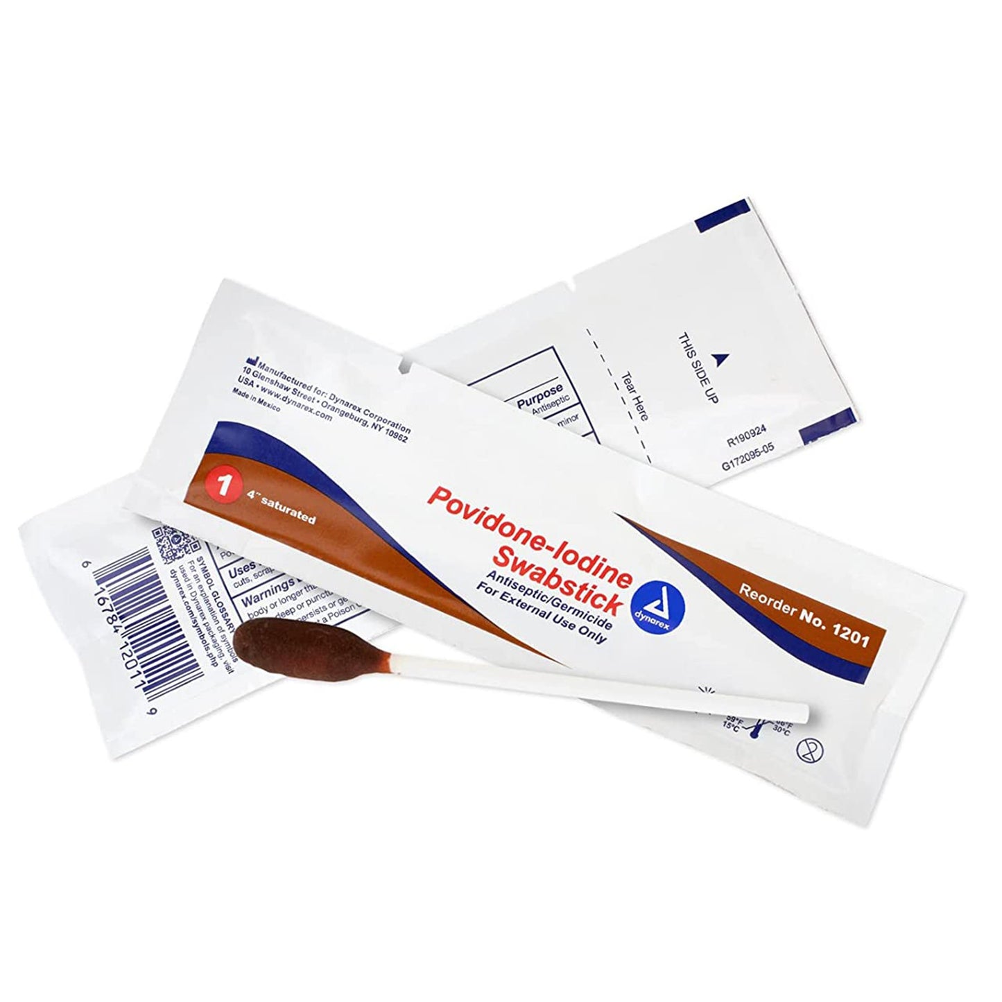 Dynarex Impregnated Swabstick 10% Strength Povidone Iodine Individual Packet NonSterile (688575_CS)