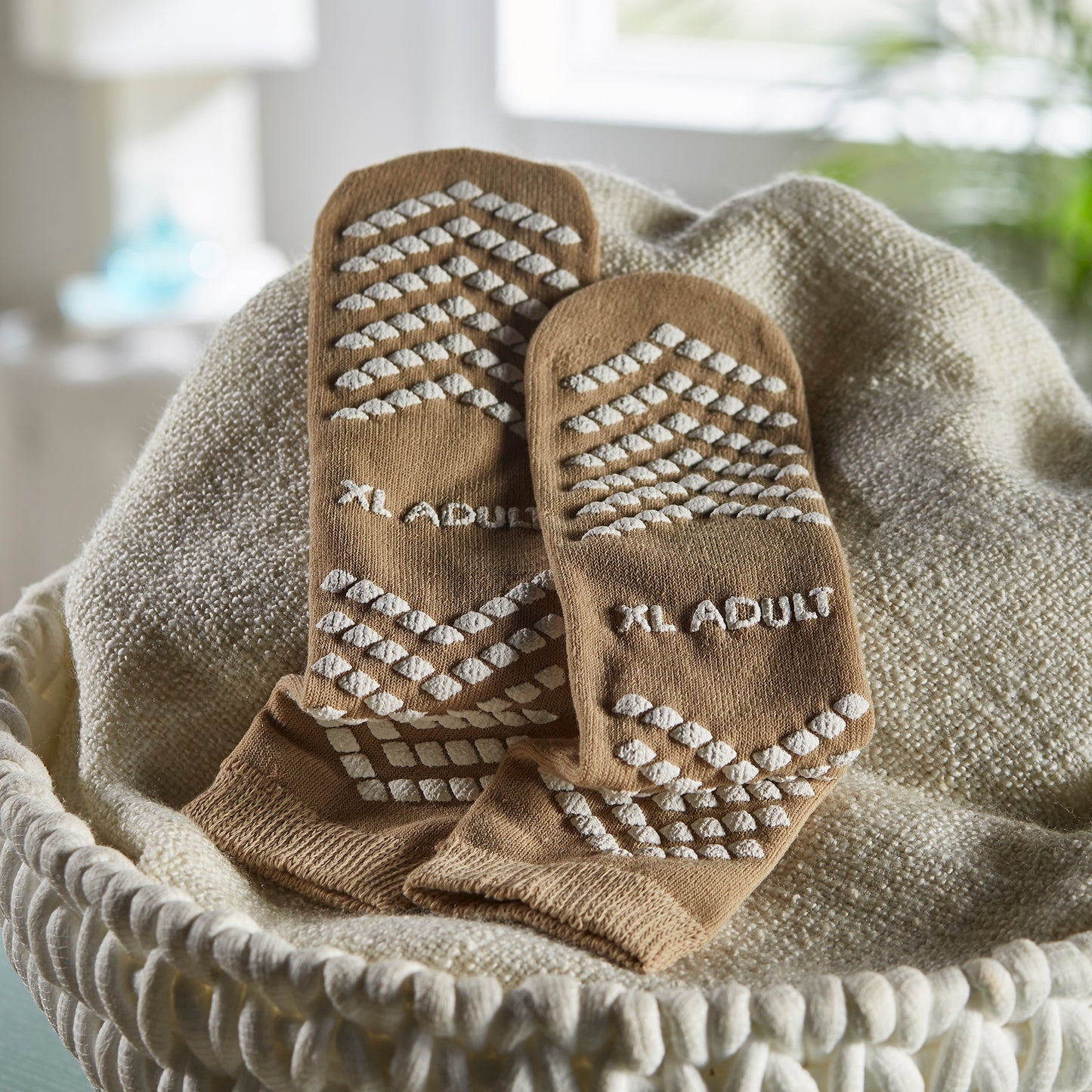 McKesson Slipper Socks Unisex Adult X-Large Single Tread Single Patient Use Tan (1038460_PR)