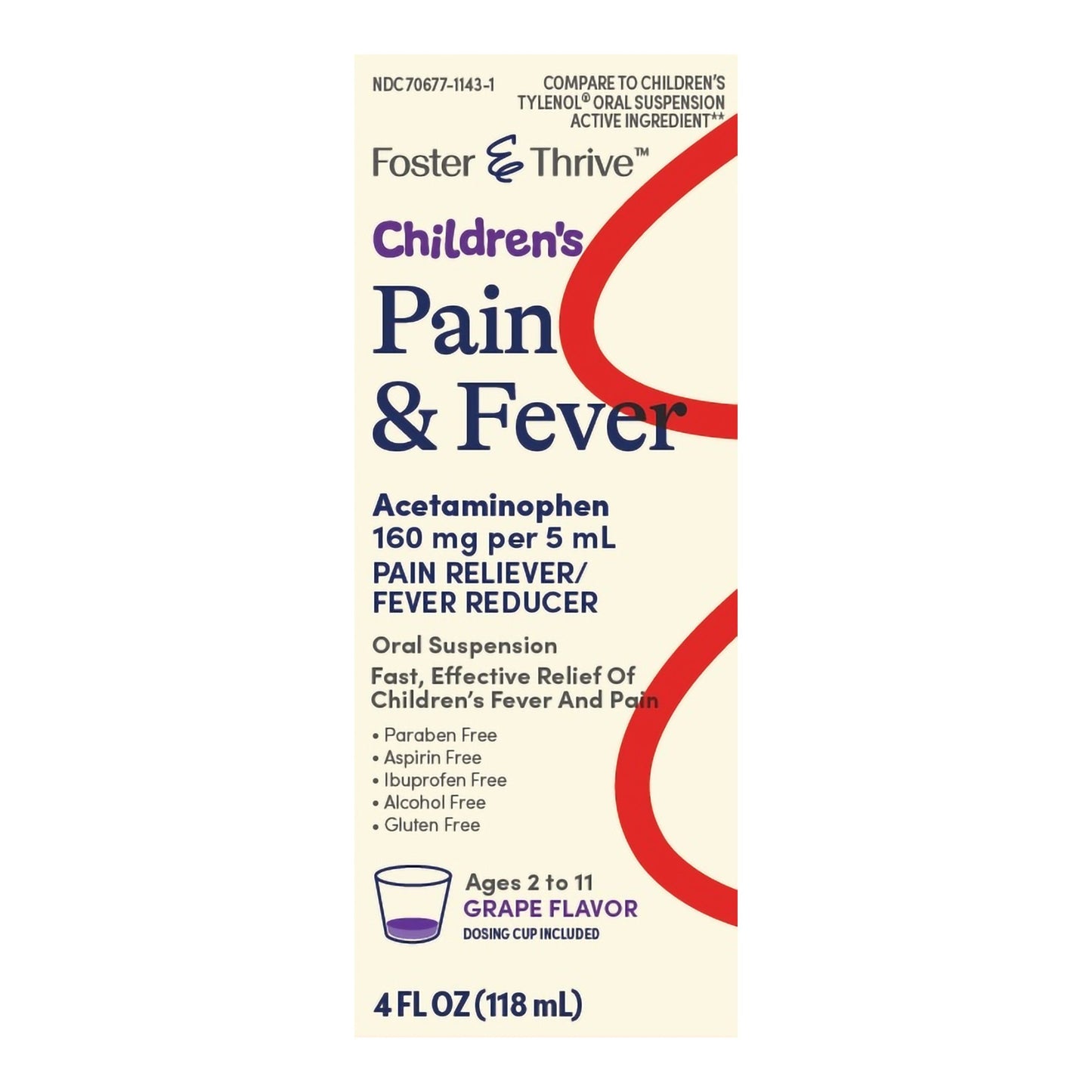 Foster & Thrive™ Children's Pain Relief 160 mg / 5 mL Strength Acetaminophen Oral Suspension 4 oz. (1238968_EA)
