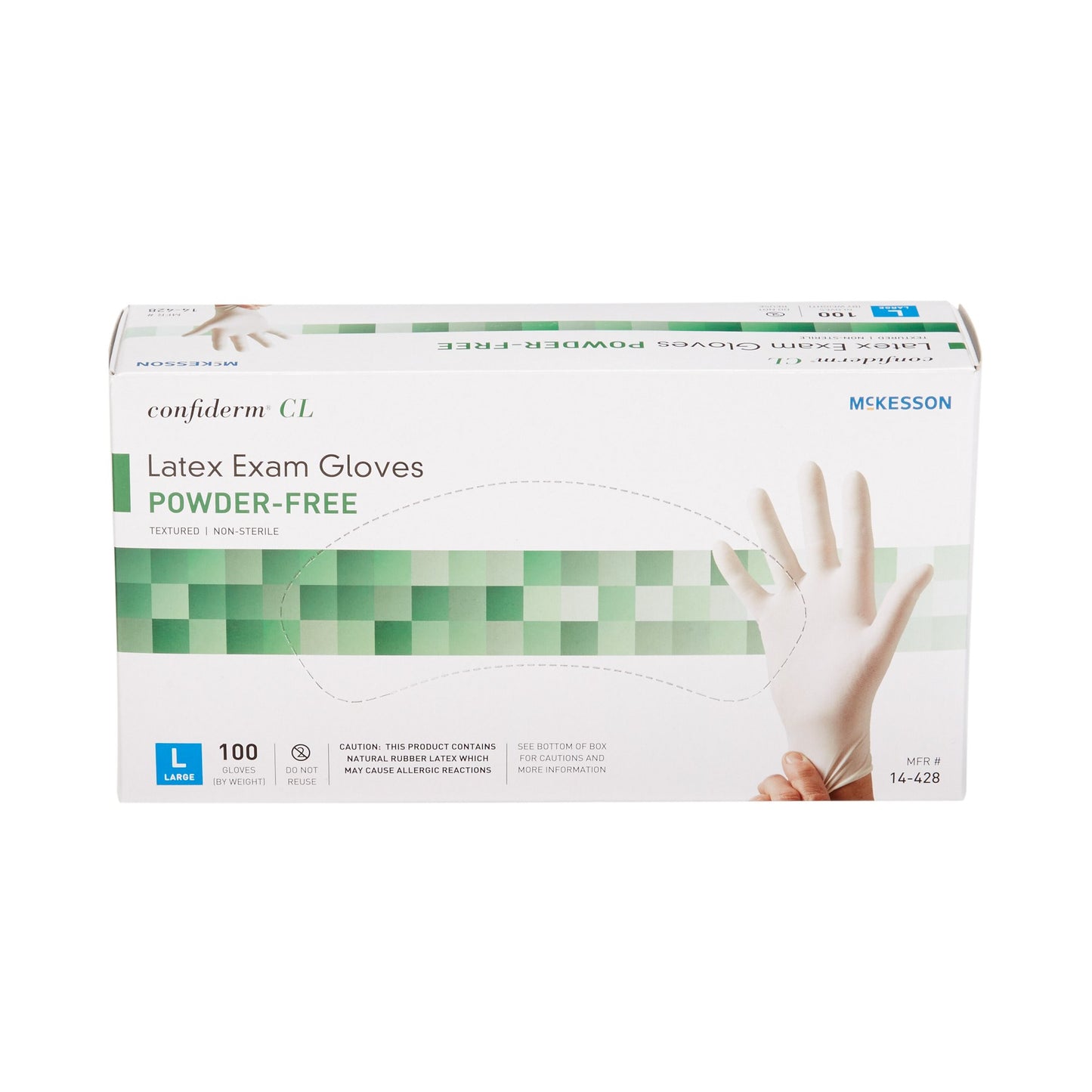 McKesson Confiderm® Exam Glove Large NonSterile Latex Standard Cuff Length Textured Fingertips Ivory Not Rated (921594_CS)