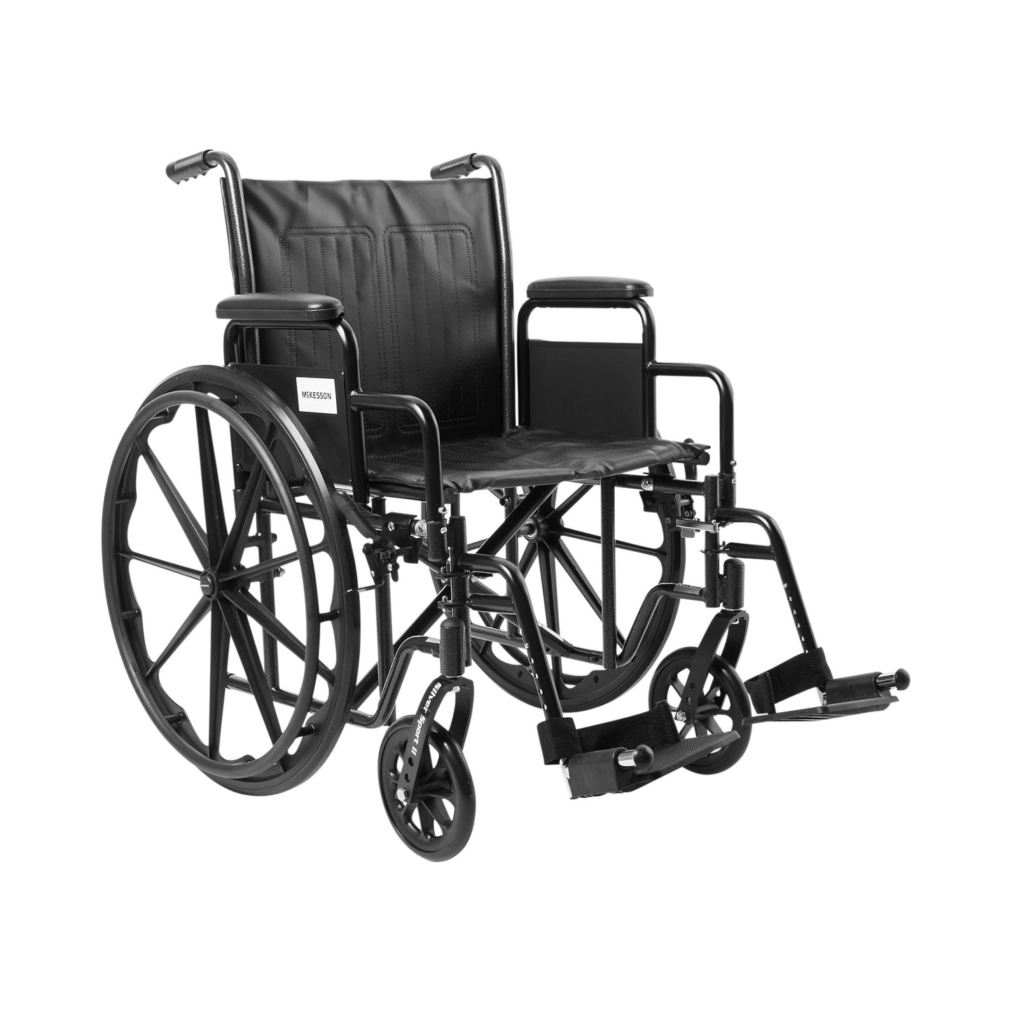 McKesson Wheelchair Dual Axle Desk Length Arm Swing-Away Footrest Black Upholstery 20 Inch Seat Width Adult 350 lbs. Weight Capacity (1065278_EA)