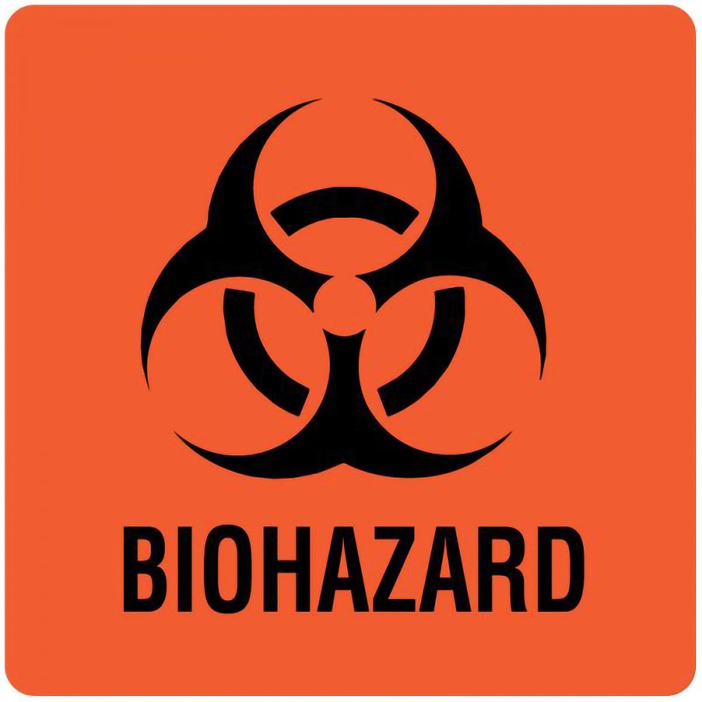 UAL™ Pre-Printed Label Caution Label Fluorescent Red Paper Biohazard / Symbol Black Biohazard 3 X 3 Inch (515059_PK)