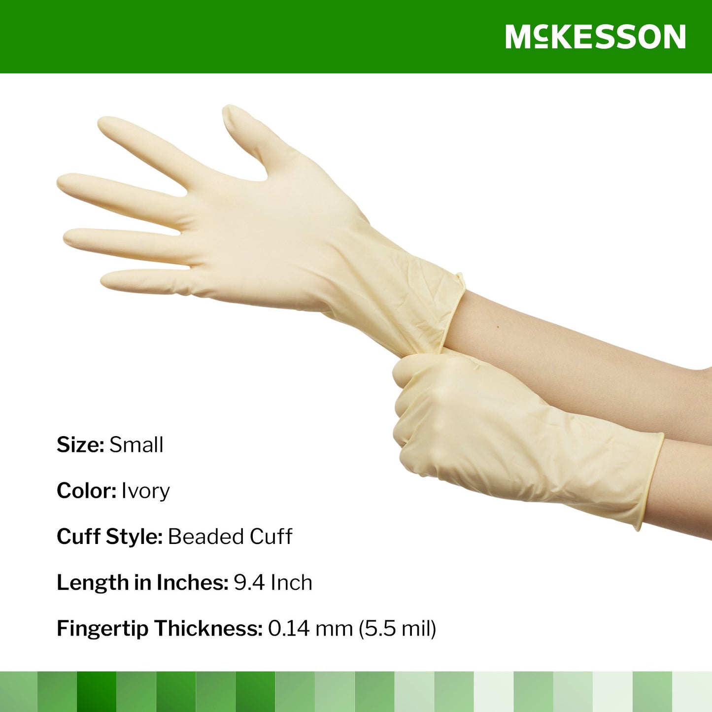McKesson Confiderm® Exam Glove Small NonSterile Latex Standard Cuff Length Smooth Ivory Not Rated (354435_CS)