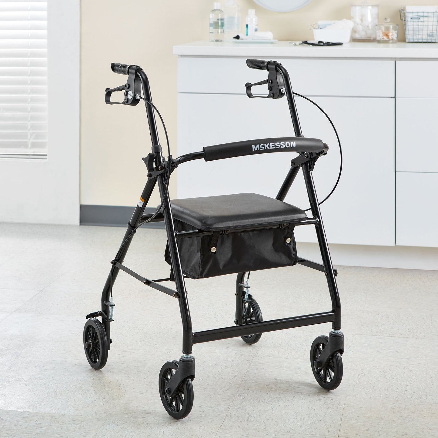 McKesson 4 Wheel Rollator Black Adjustable Height / Folding Aluminum Frame (1065266_EA)