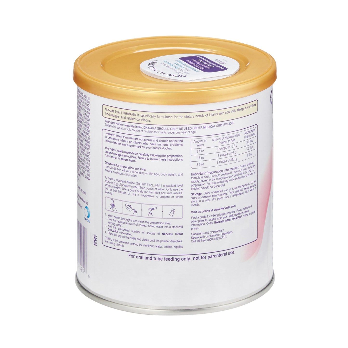 Neocate® DHA & ARA Infant Formula Unflavored 14.1 oz. Can Powder Food Allergies (572151_EA)