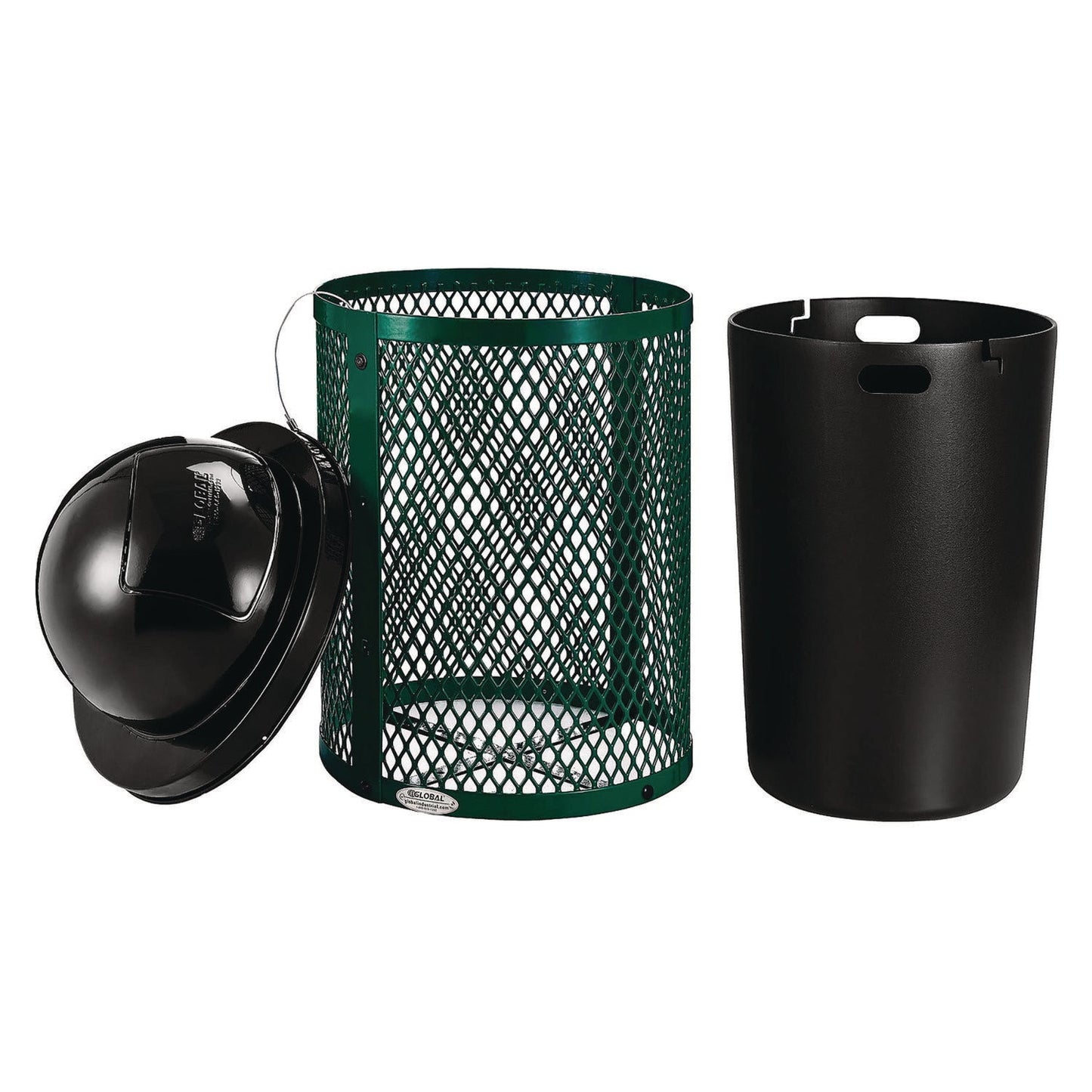 global-industrial-outdoor-diamond-steel-trash-can-36-gal-dome-lid-green-gbe261948gn_2