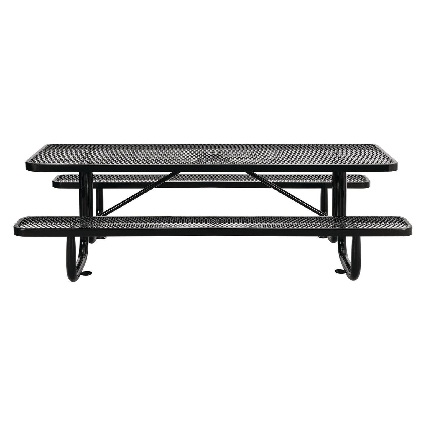 global-industrial-expanded-steel-picnic-table-rectangular-96-x-62-x-29-5-black-top-black-base-legs-gbe277153bk_4