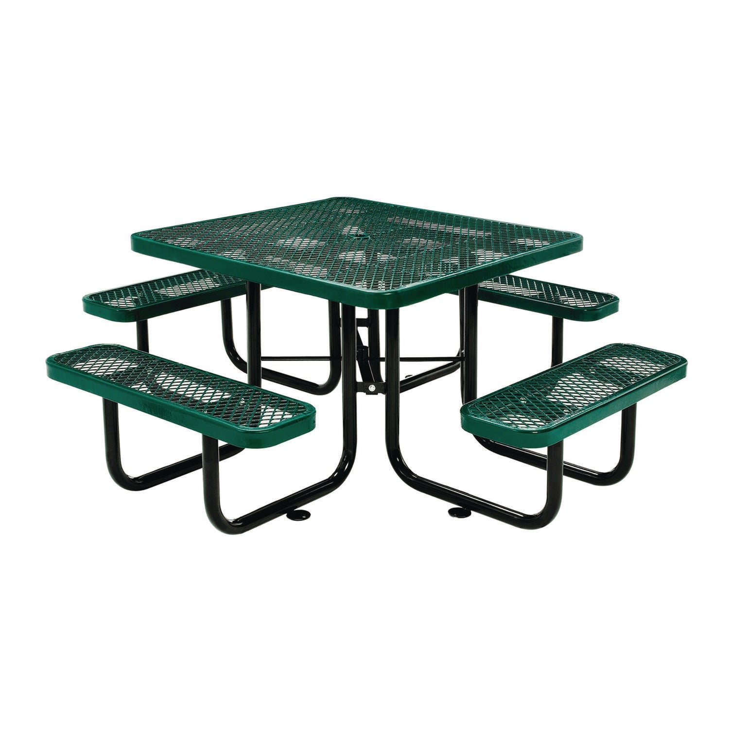 global-industrial-expanded-steel-picnic-table-square-81-x-81-x-29-5-green-top-green-base-legs-gbe277151gn_1