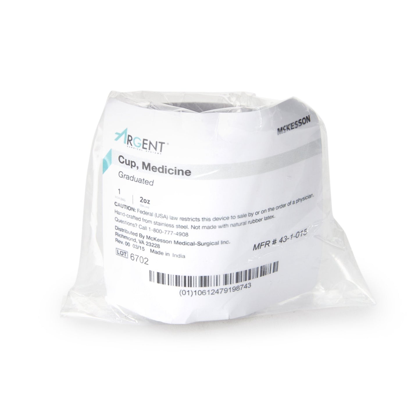 McKesson Argent™ Medicine Cup 2 oz. Silver Stainless Steel Reusable NonSterile (970121_EA)