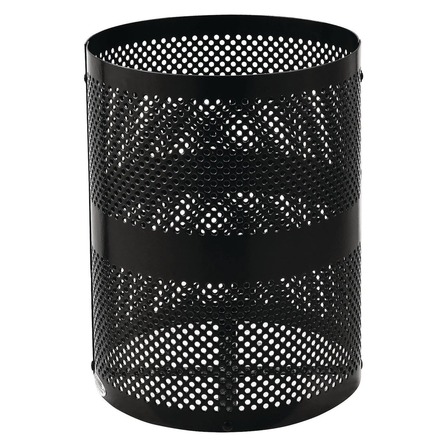 global-industrial-outdoor-perforated-steel-trash-can-with-dome-lid-36-gal-steel-black-gbe261949bk_4