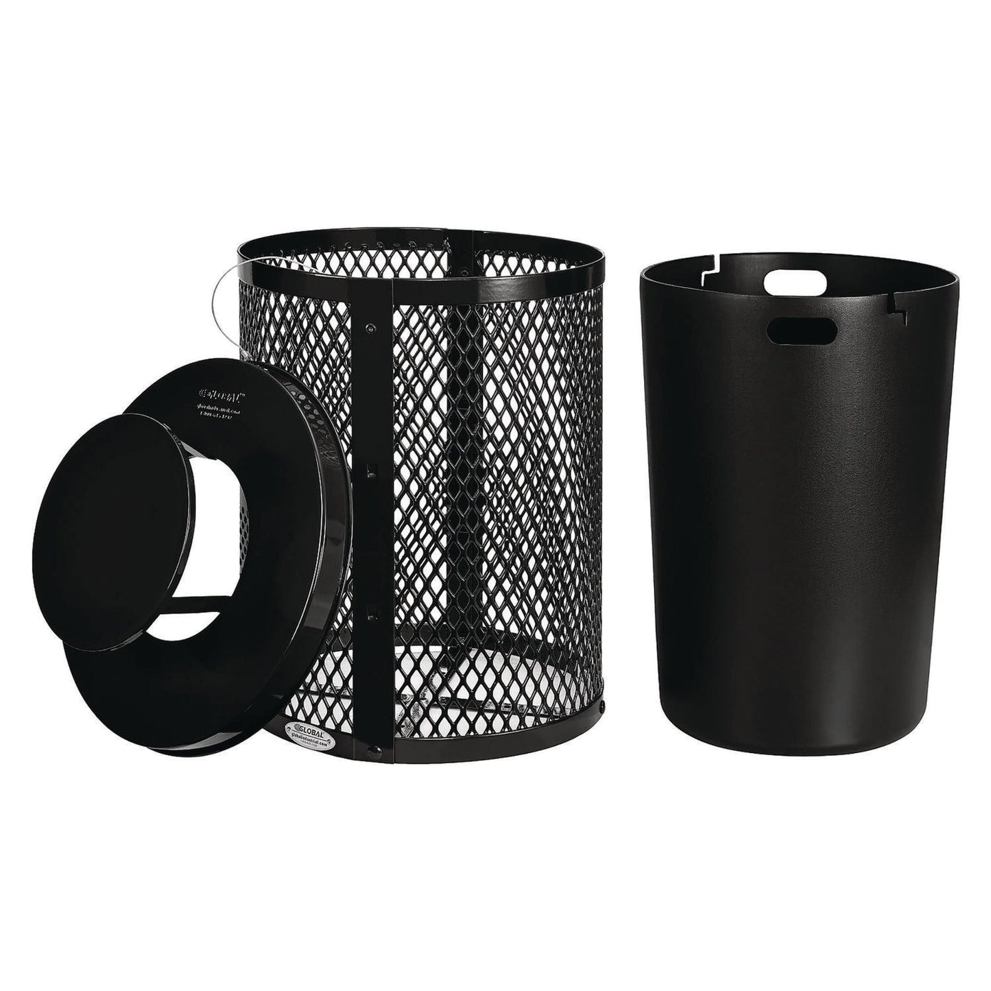 global-industrial-outdoor-diamond-steel-trash-can-rain-bonnet-lid-36-gal-black-gbe261926bk_3