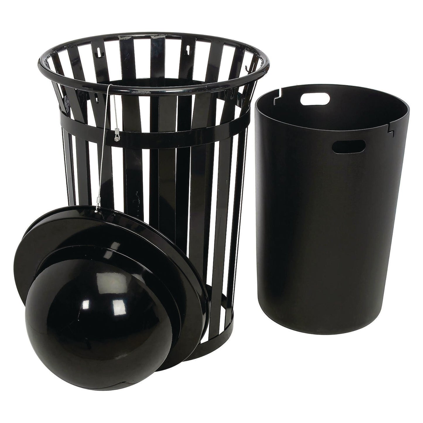 global-industrial-outdoor-slatted-steel-trash-can-dome-lid-36-gal-black-gbe261944bk_3