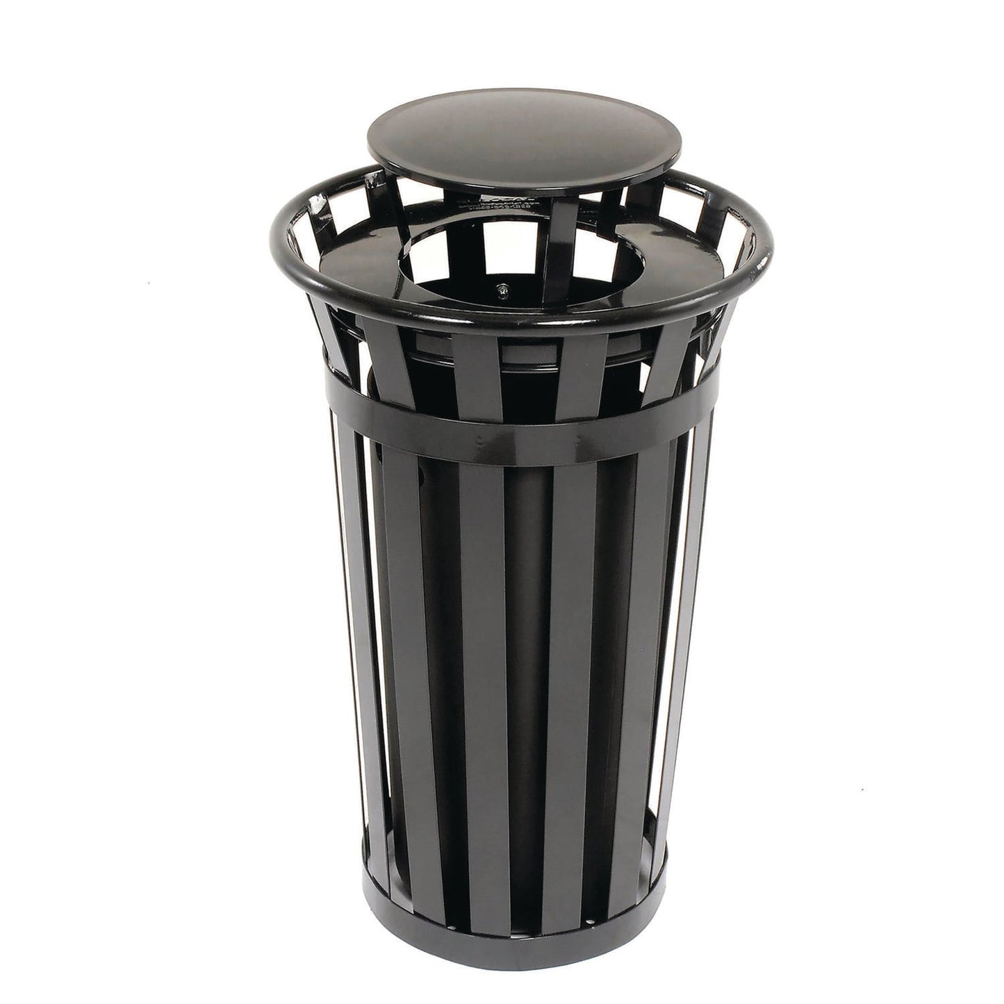 global-industrial-outdoor-slatted-steel-trash-can-rain-bonnet-lid-24-gal-black-gbe260803bk_2