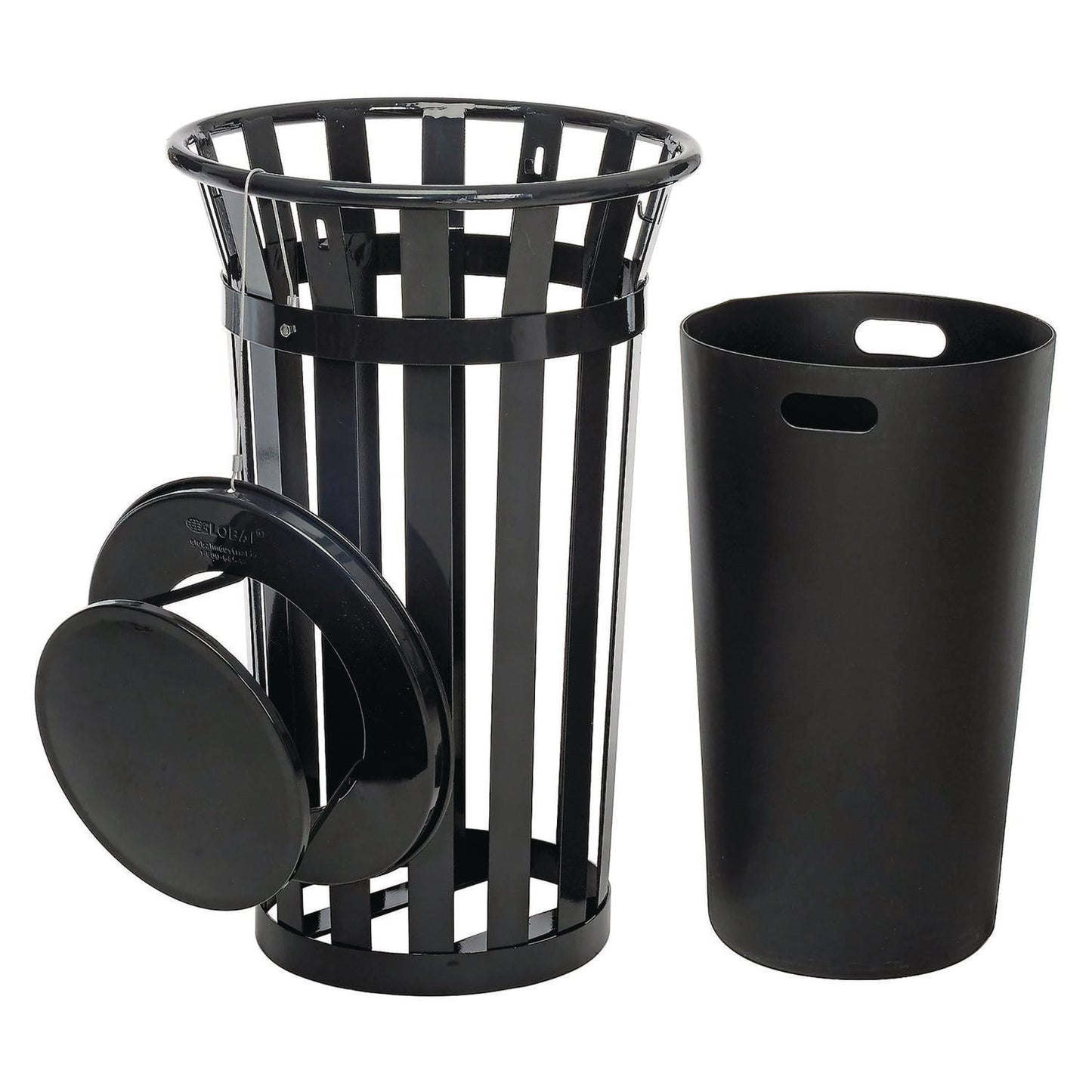 global-industrial-outdoor-slatted-steel-trash-can-rain-bonnet-lid-24-gal-black-gbe260803bk_3