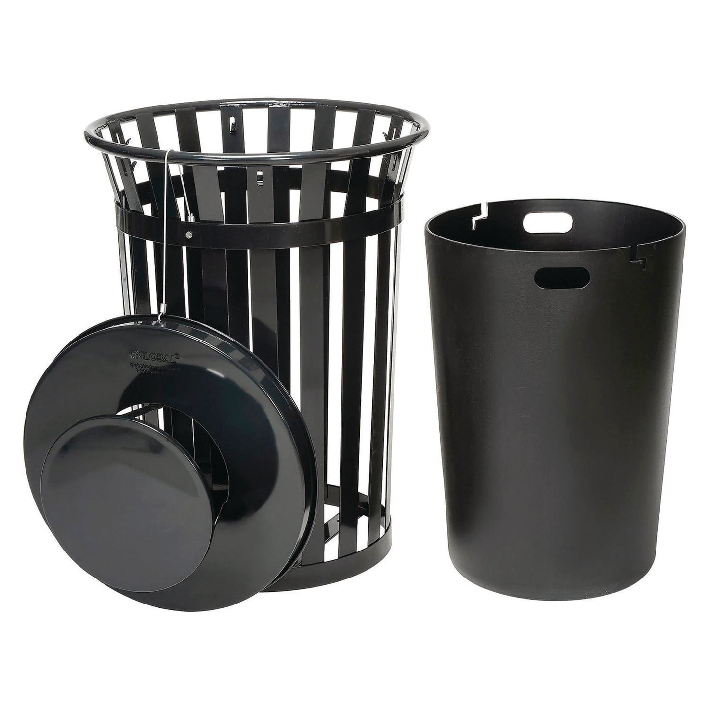 global-industrial-outdoor-slatted-steel-trash-can-rain-bonnet-lid-36-gal-black-gbe260804bk_4