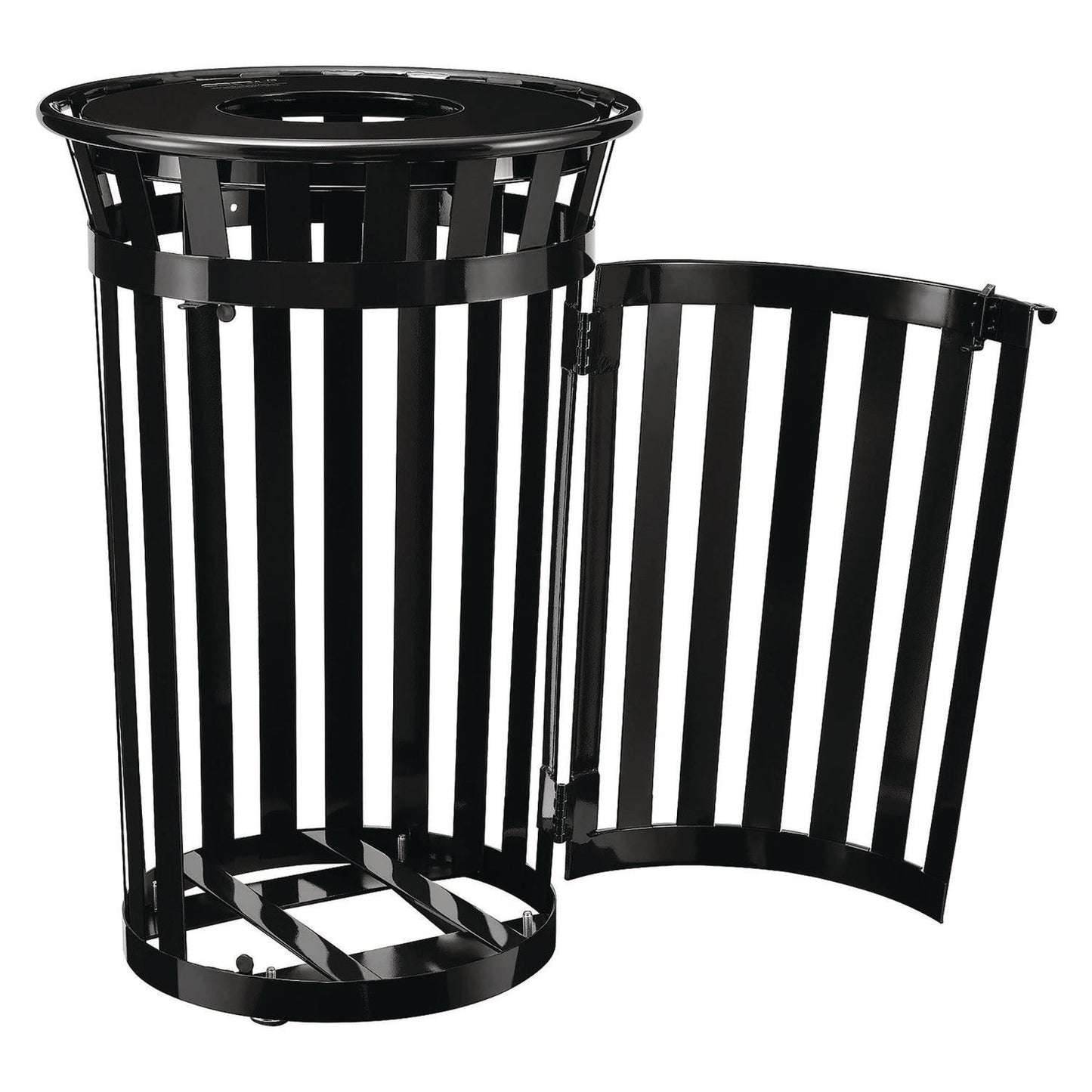 global-industrial-outdoor-slatted-steel-trash-can-with-access-door-36-gal-steel-black-gbe261940bk_4