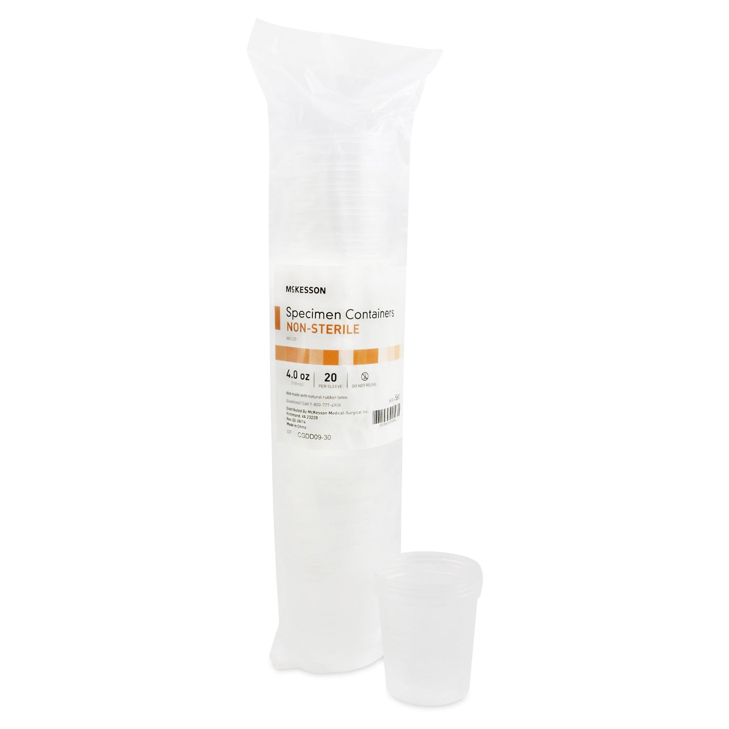 McKesson Specimen Container 120 mL (4 oz.) Without Closure NonSterile (854655_BX)