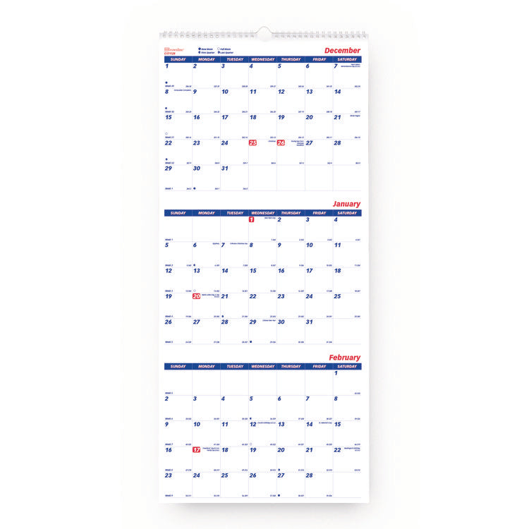 three-month-wall-calendar-12-25-x-27-white-blue-sheets-14-months-dec-2024-to-jan-2026-redc171128_1