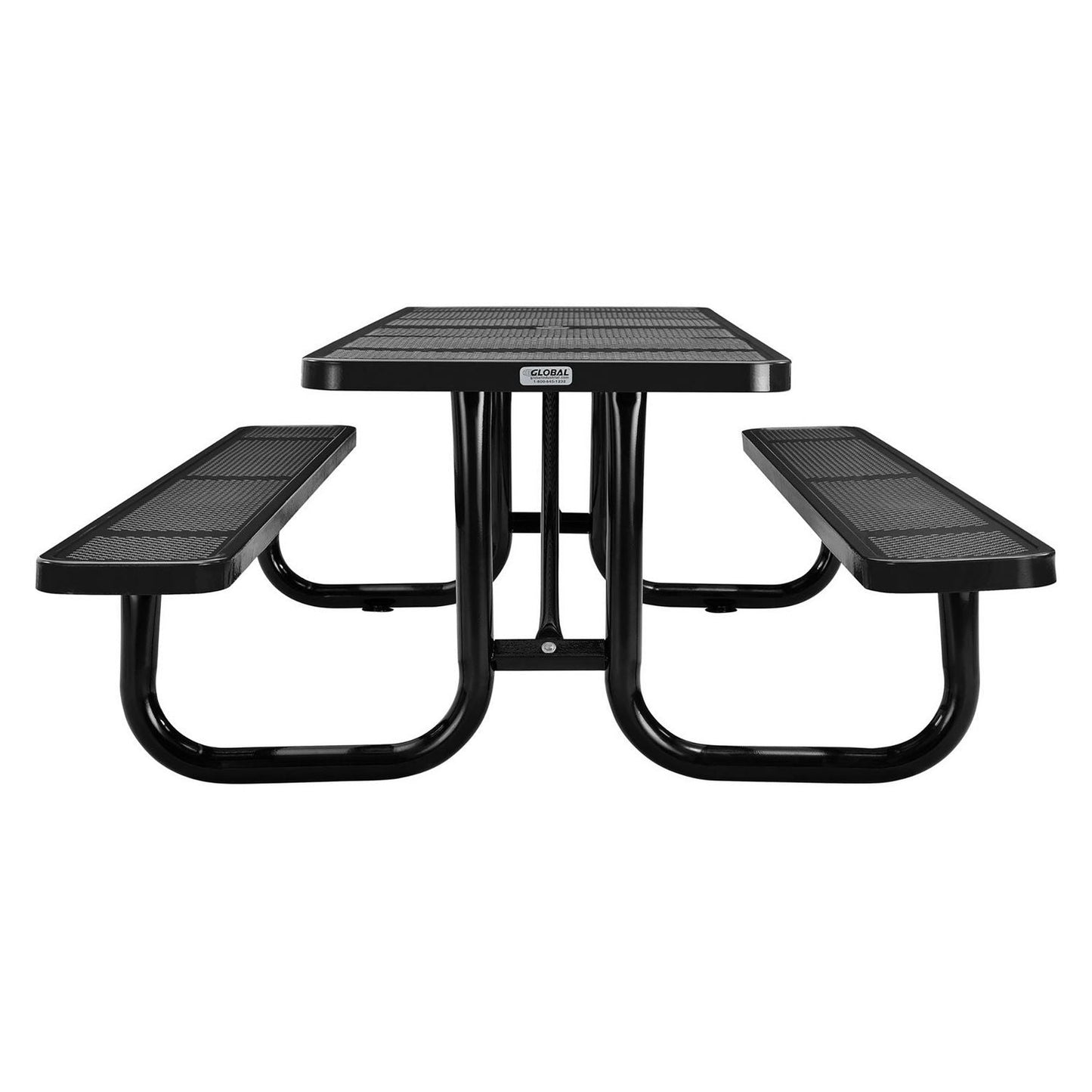 global-industrial-perforated-steel-picnic-table-rectangular-72-x-62-x-29-5-black-top-black-base-legs-gbe694555bk_4