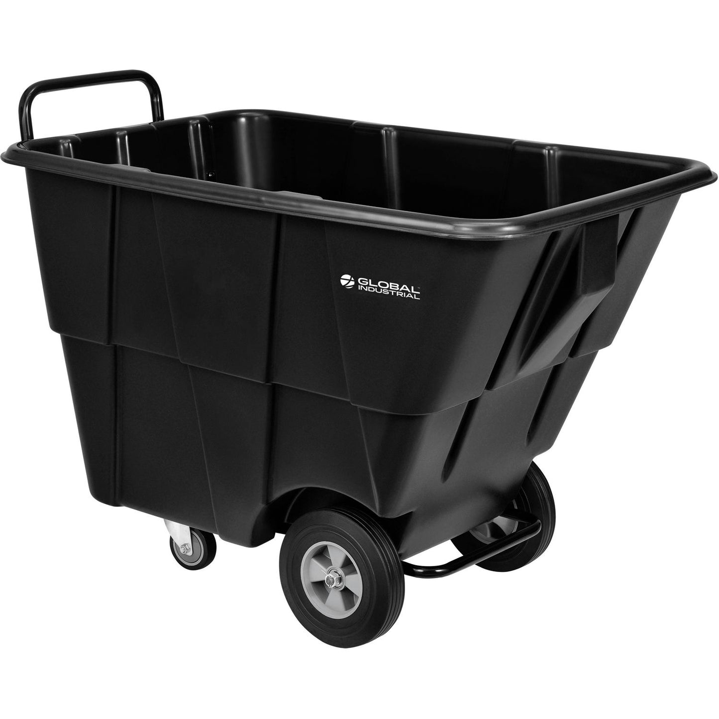 Global Industrial Standard Duty Plastic Tilt Truck, 1/2 Cu. Yd. Cap, 850 Lbs. Cap, Black (WB800352)