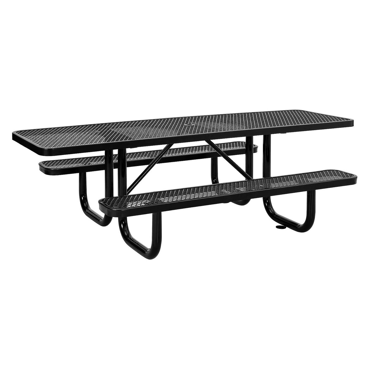 global-industrial-ada-compliant-expanded-steel-picnic-table-rectangular-96-x-60-x-29-5-black-top-and-base-gbe695289bk_1
