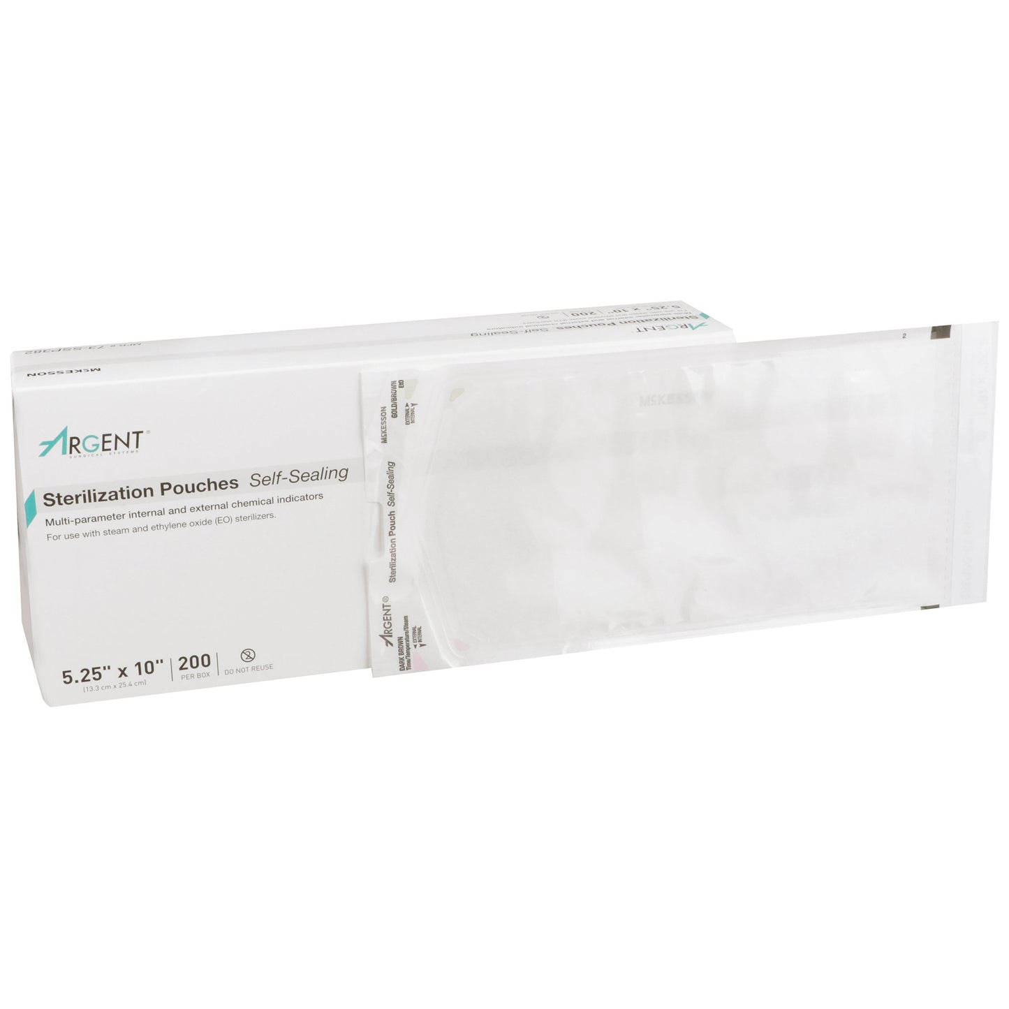McKesson Argent™ Sure-Check® Sterilization Pouch Ethylene Oxide (EO) Gas / Steam 5-1/4 X 10 Inch Transparent / Blue Self Seal Paper / Film (524880_CS)