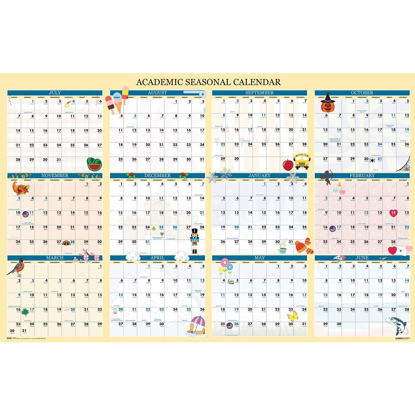 house-of-doolittle-recycled-academic-seasonal-laminated-wall-calendar-illustrated-seasons-24-x-37-12-month-july-to-june-2024-to-2025-hod39835_4