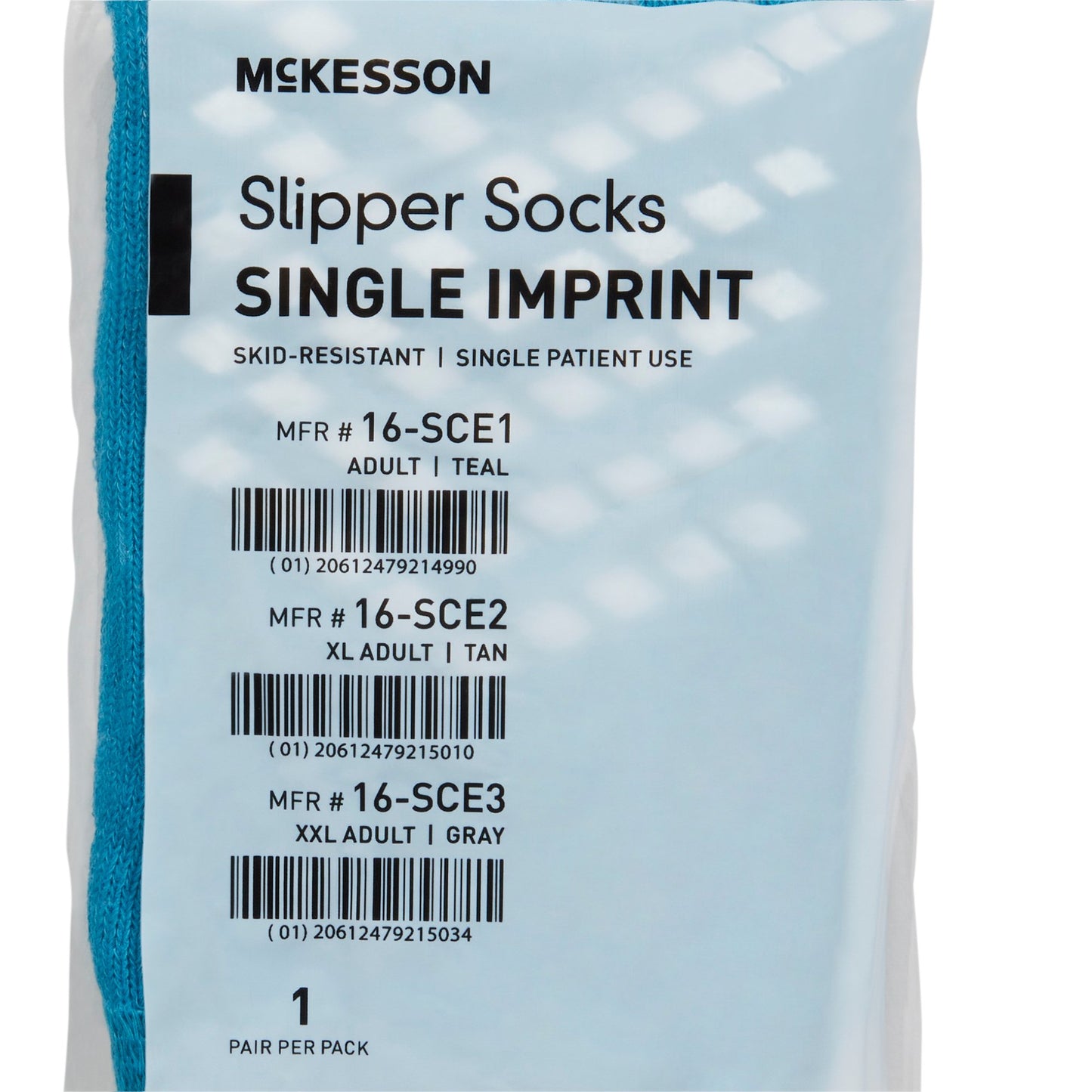 McKesson Slipper Socks Unisex Adult Large Single Tread Single Patient Use Teal (1038459_CS)