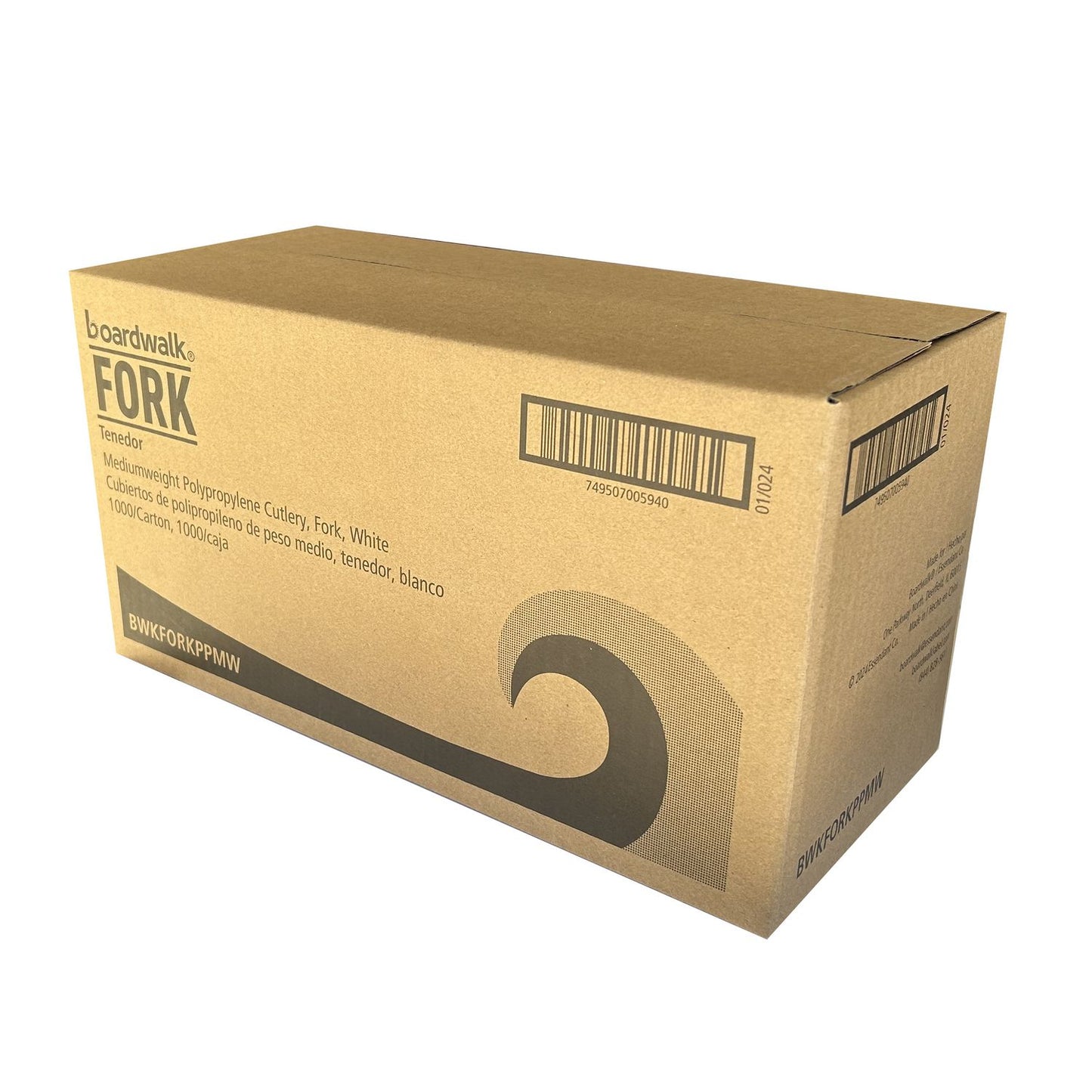 Boardwalk Mediumweight Polypropylene Cutlery, Fork, 5.51", Plastic, White, 1,000/Carton (BWKFORKPPMW)