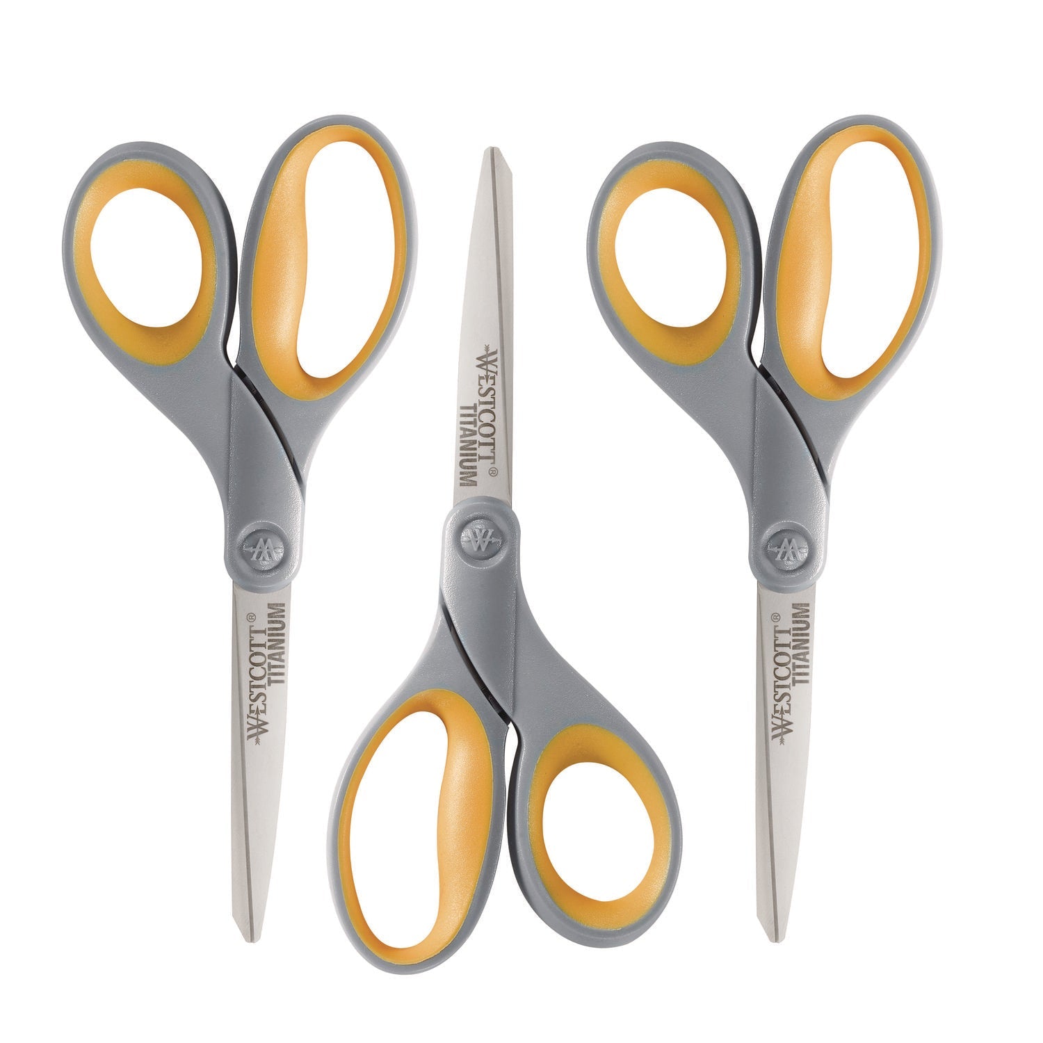 westcott-r-titanium-bonded-scissors-8-long-3-5-cut-length-straight-gray-yellow-handle-3-pack-acm17532_1