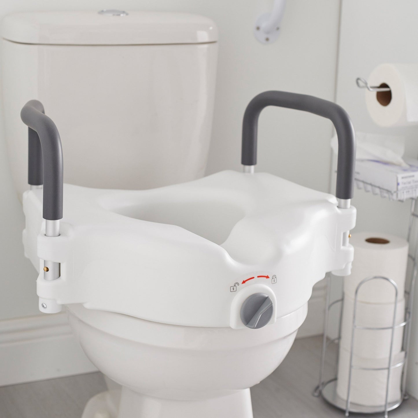 McKesson Raised Toilet Seat with Arms 5 Inch Height Standard / Elongated 300 lbs. Weight Capacity (1065229_EA)
