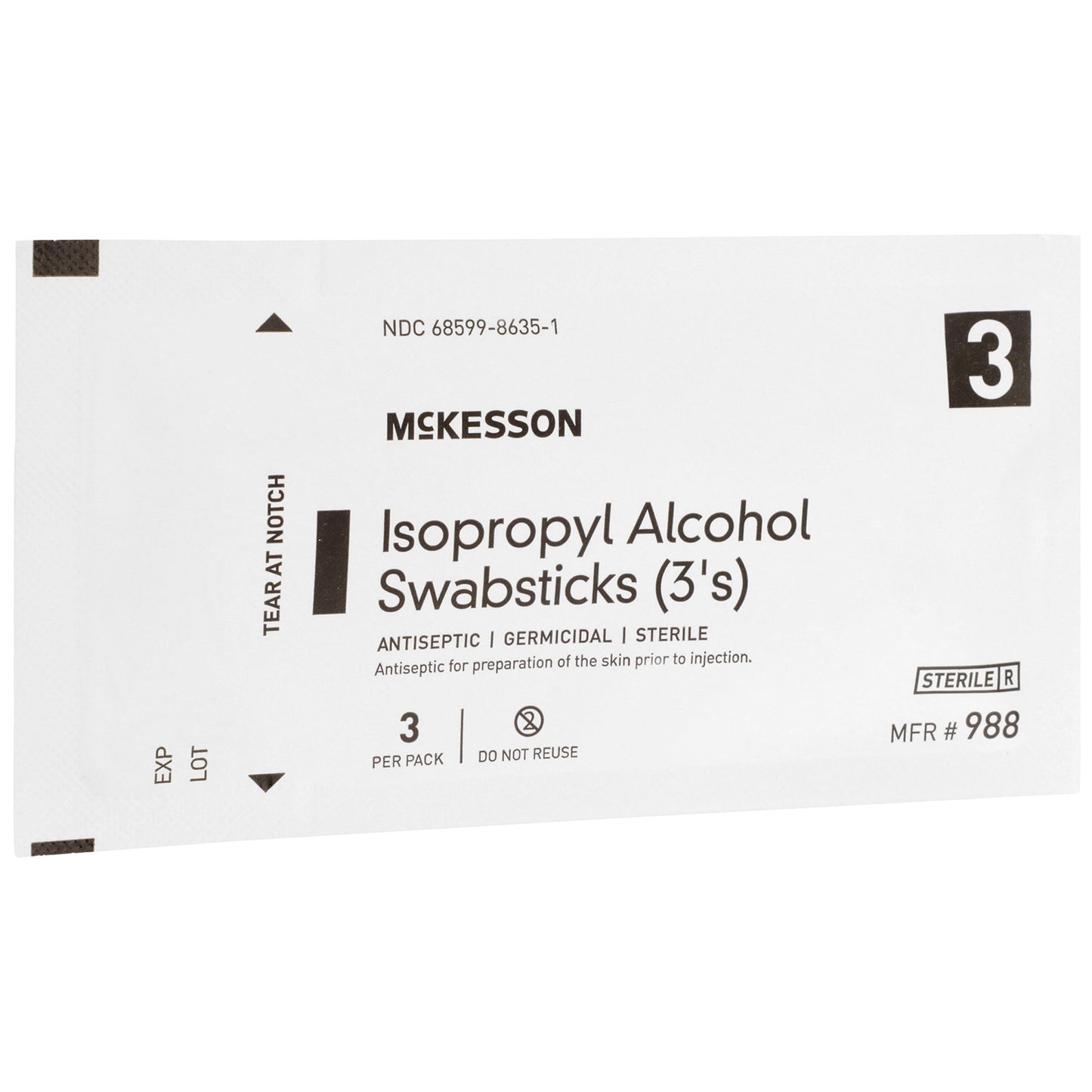 McKesson Impregnated Swabstick 70% Strength Isopropyl Alcohol Individual Packet Sterile (854754_PK)