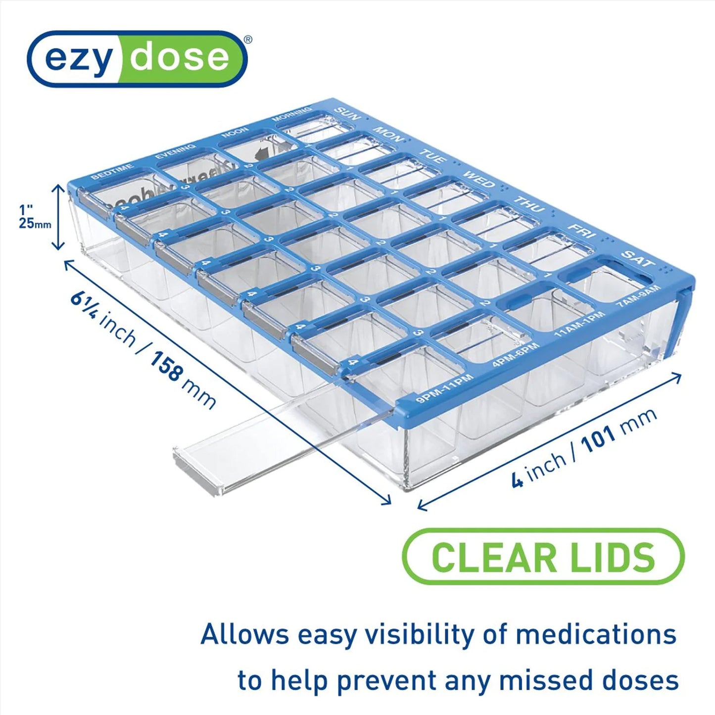 Pharmadose® Locking Pill Planner Pill Organizer Small 7 Day 4 Dose (1146030_EA)